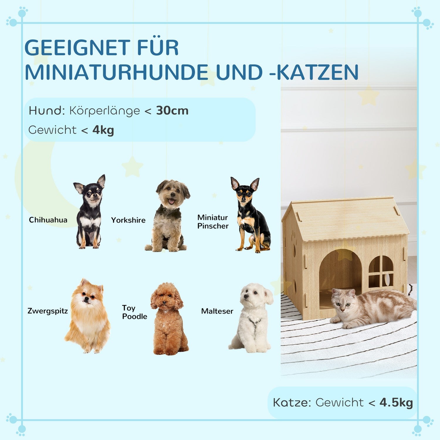 Hund- och katthus inomhus, ek, skruvfri montering