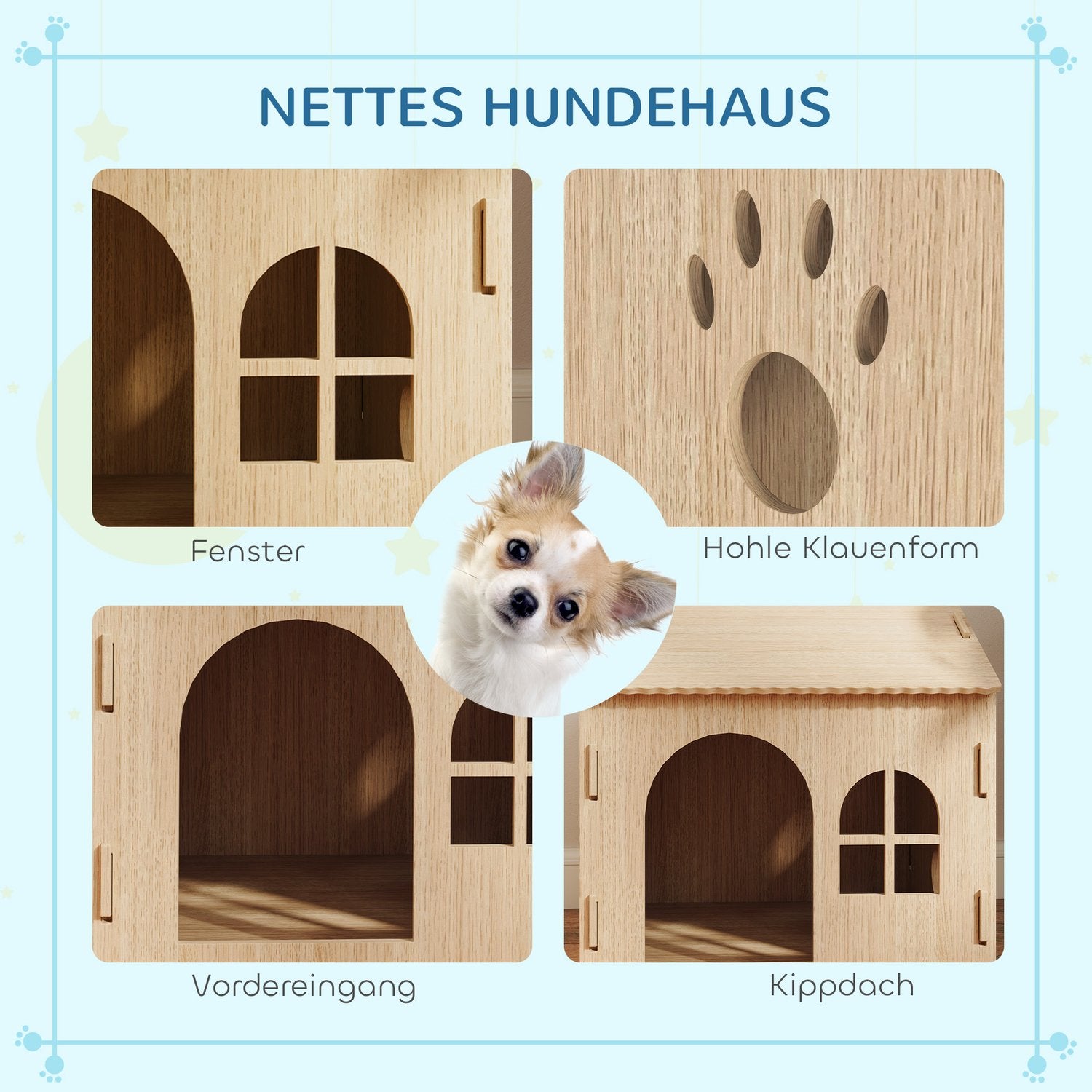 Hund- och katthus inomhus, ek, skruvfri montering