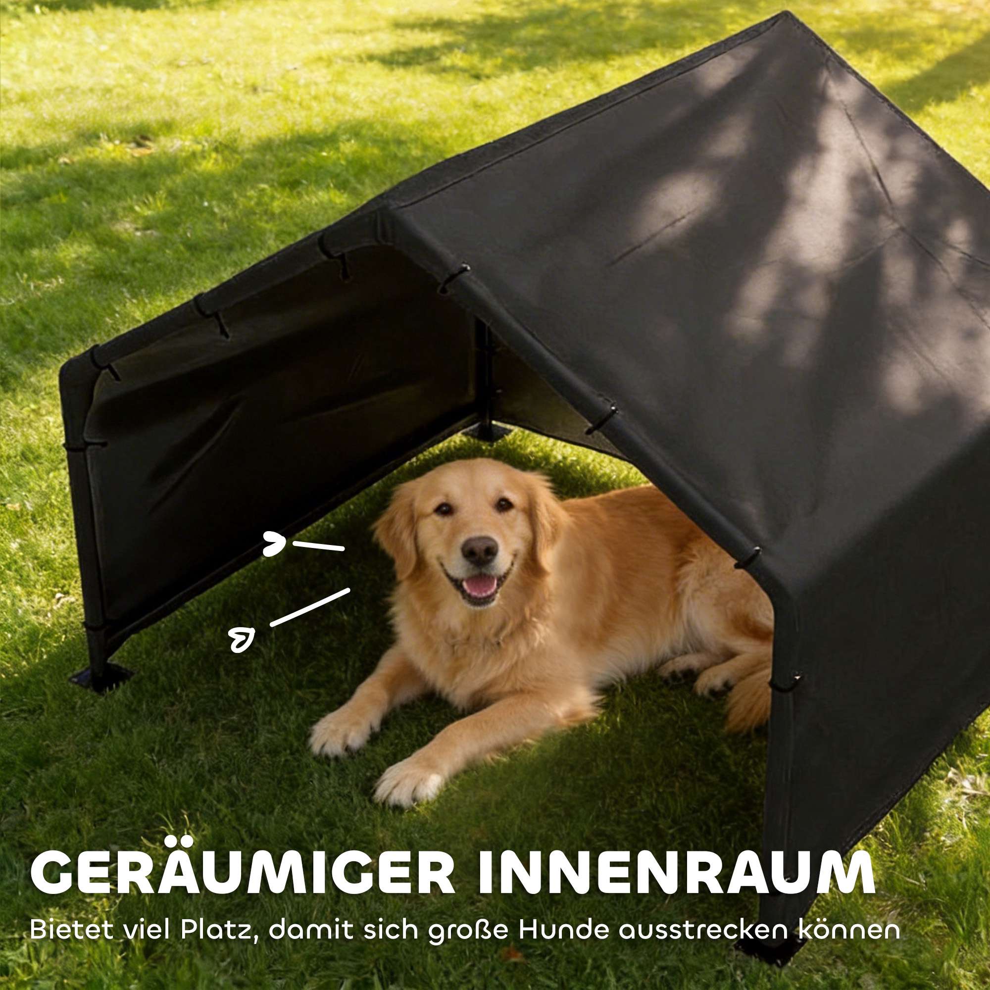 Hundkoja för utomhusbruk med UV-beständigt tak, 125x110x93 cm