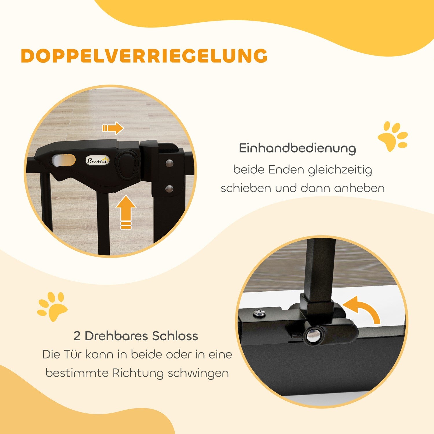 Hundsäkerhetstrappgrind, 74-80 cm, Metall & Plast, Svart