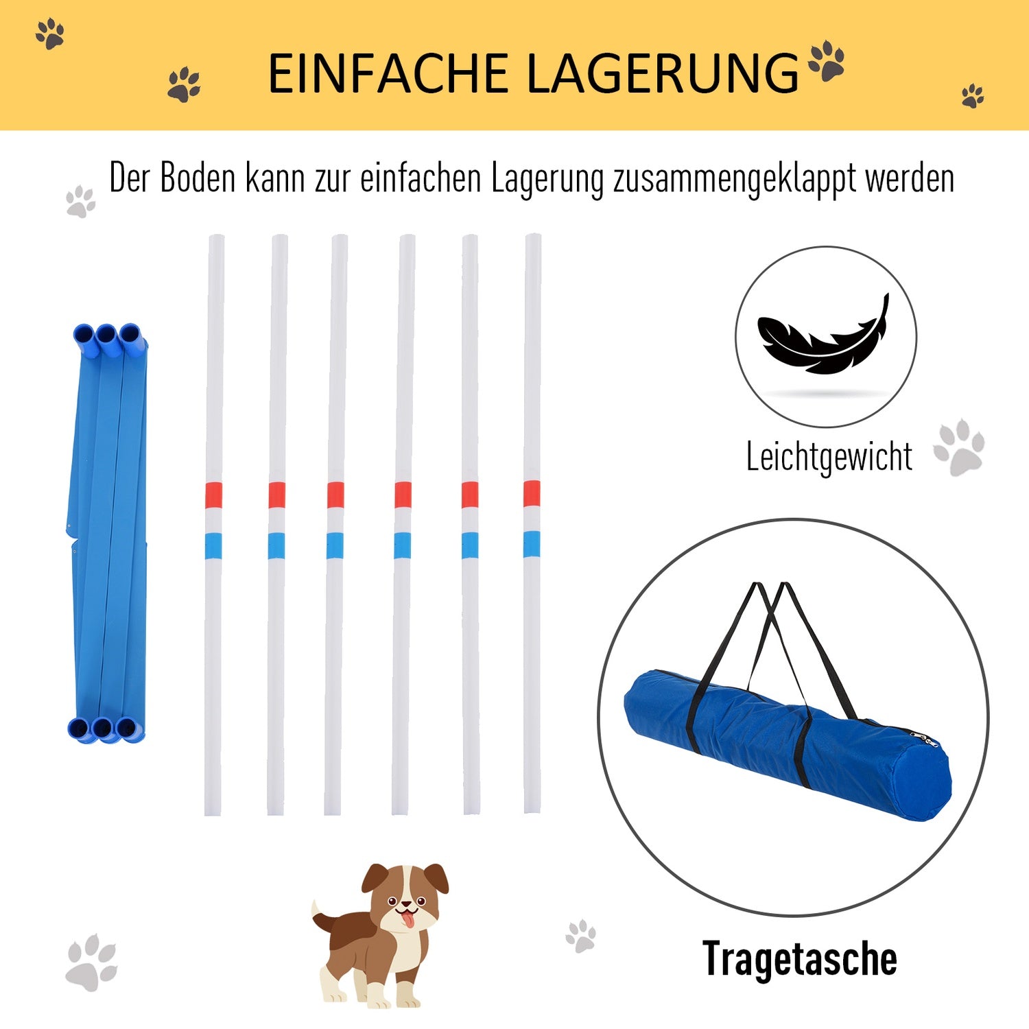 Hundträningsslalomstavar Set med Bärväska, 305x60x94 cm