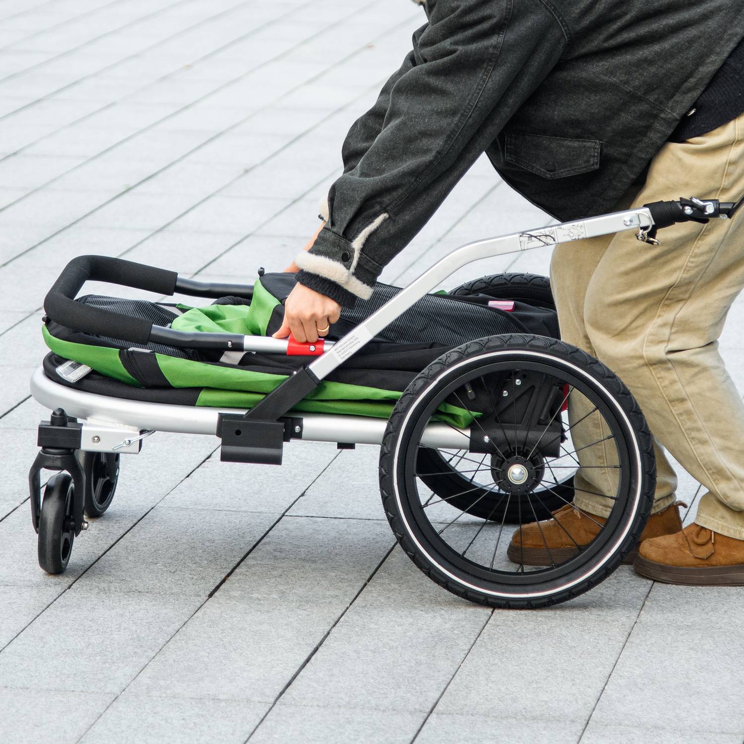 Hundcykelvagn & Buggy, säkerhetskoppel upp till 20 kg, grön
