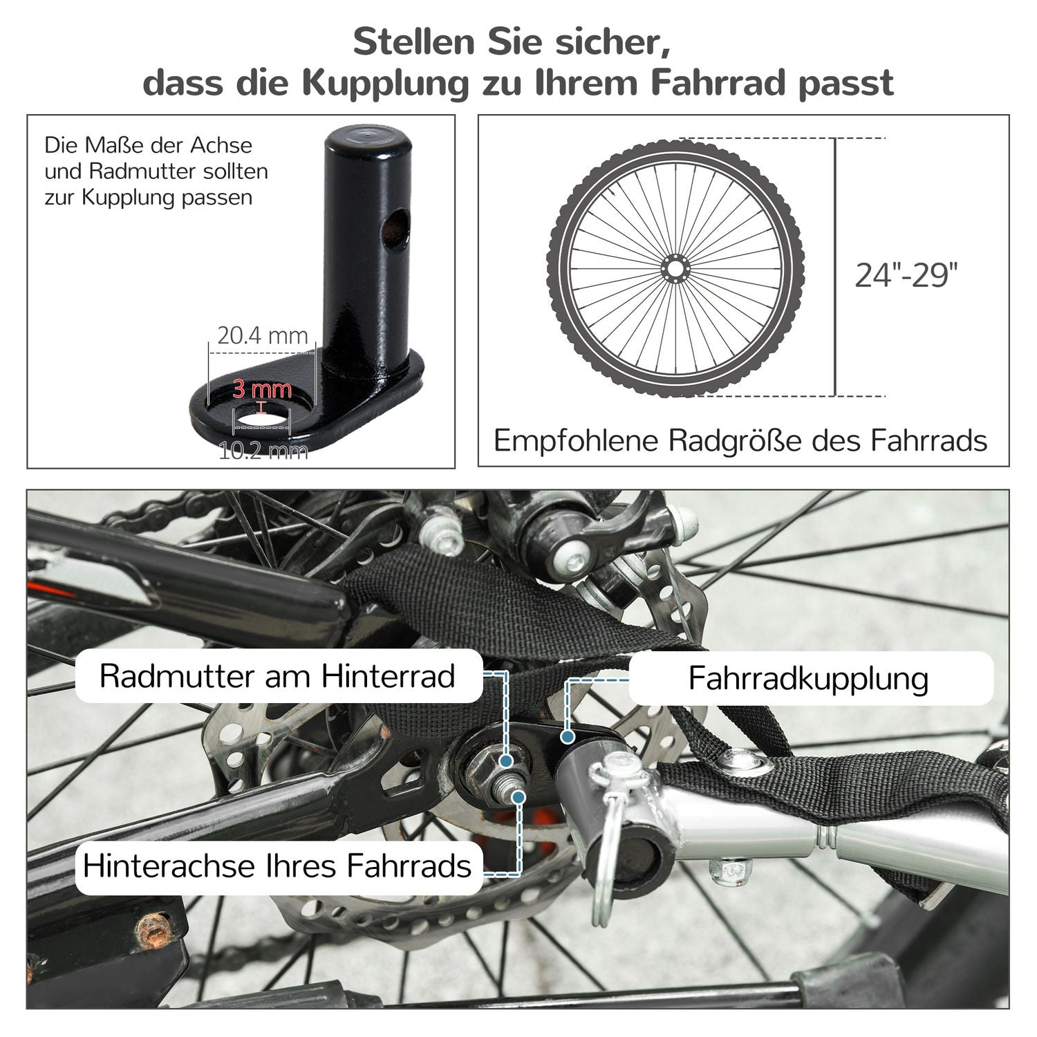 Hundcykelvagn – Röd & Svart, 155 x 83 x 108 cm