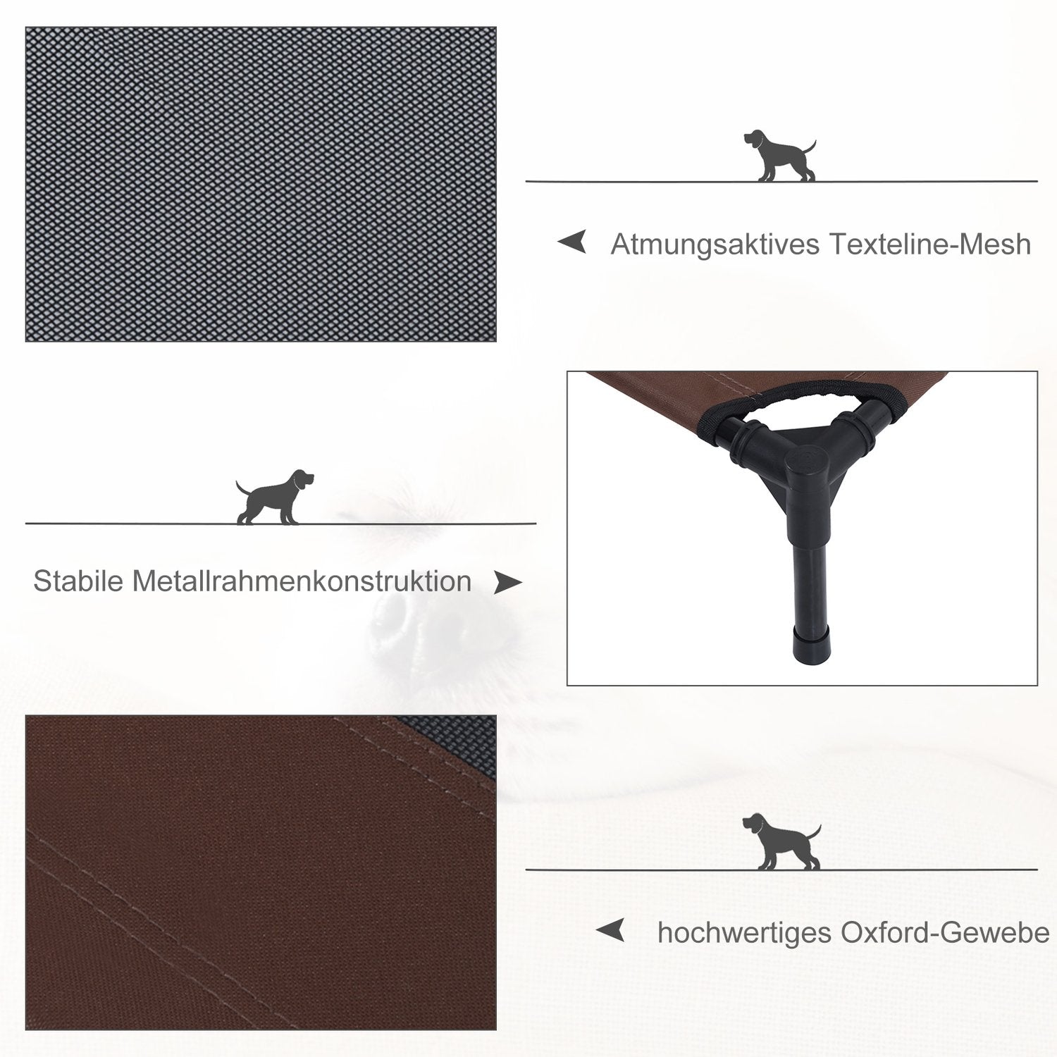 Hundsäng & bäddsoffa utomhus, kaffebrun, 92x76x18cm