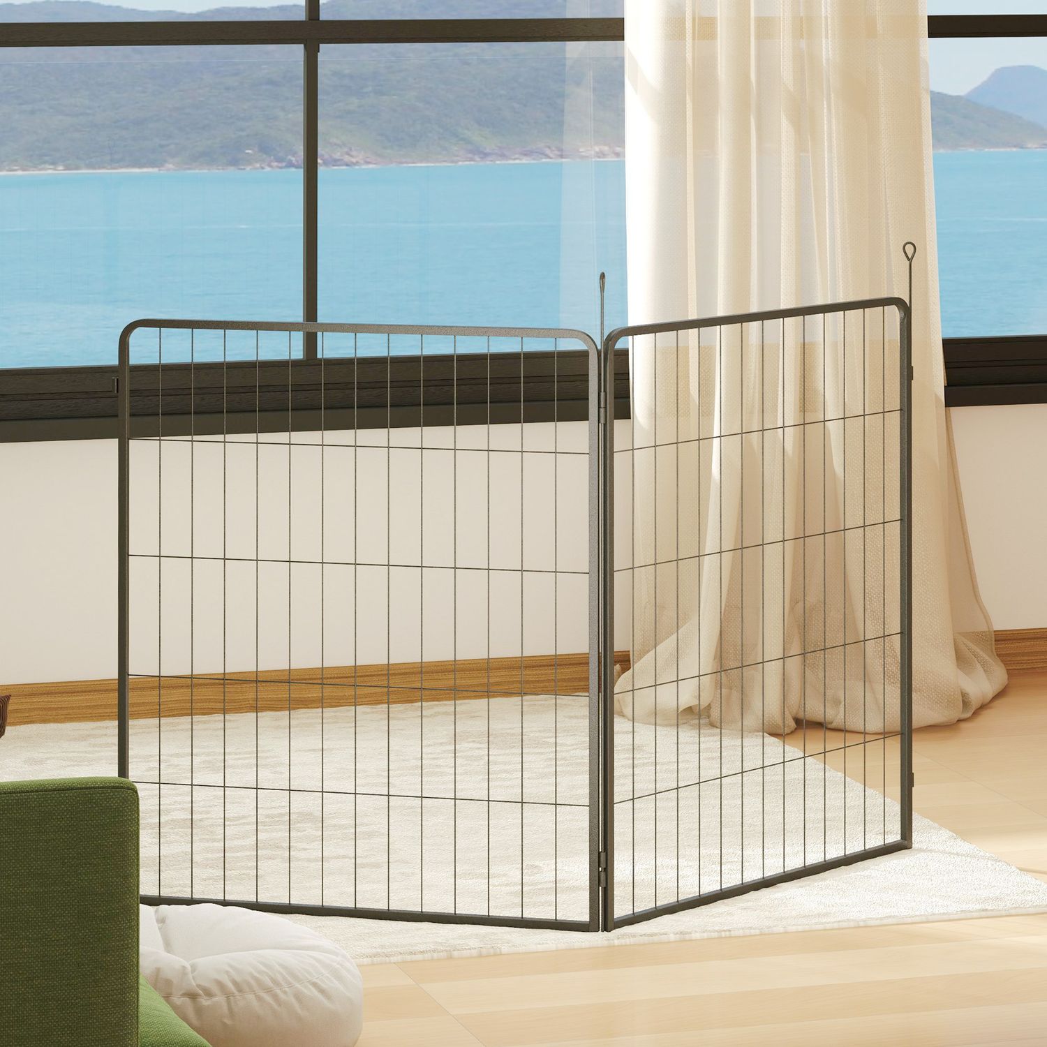 Hundstaket för utomhusbruk, set om 2, stål, 80x100 cm, svart