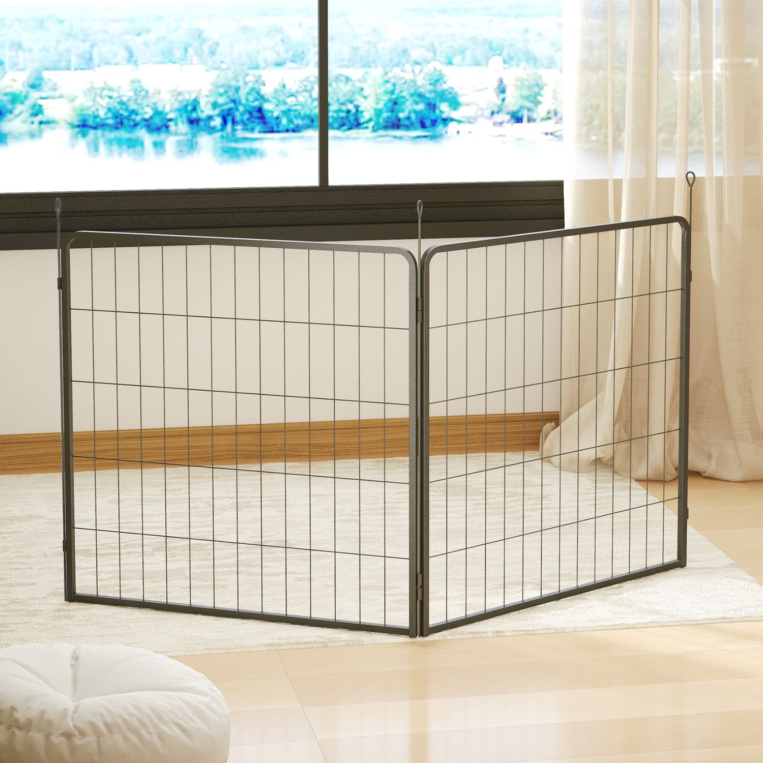Hundstängselpaneler utomhus, set om 2 – 80 x 80 cm, svart