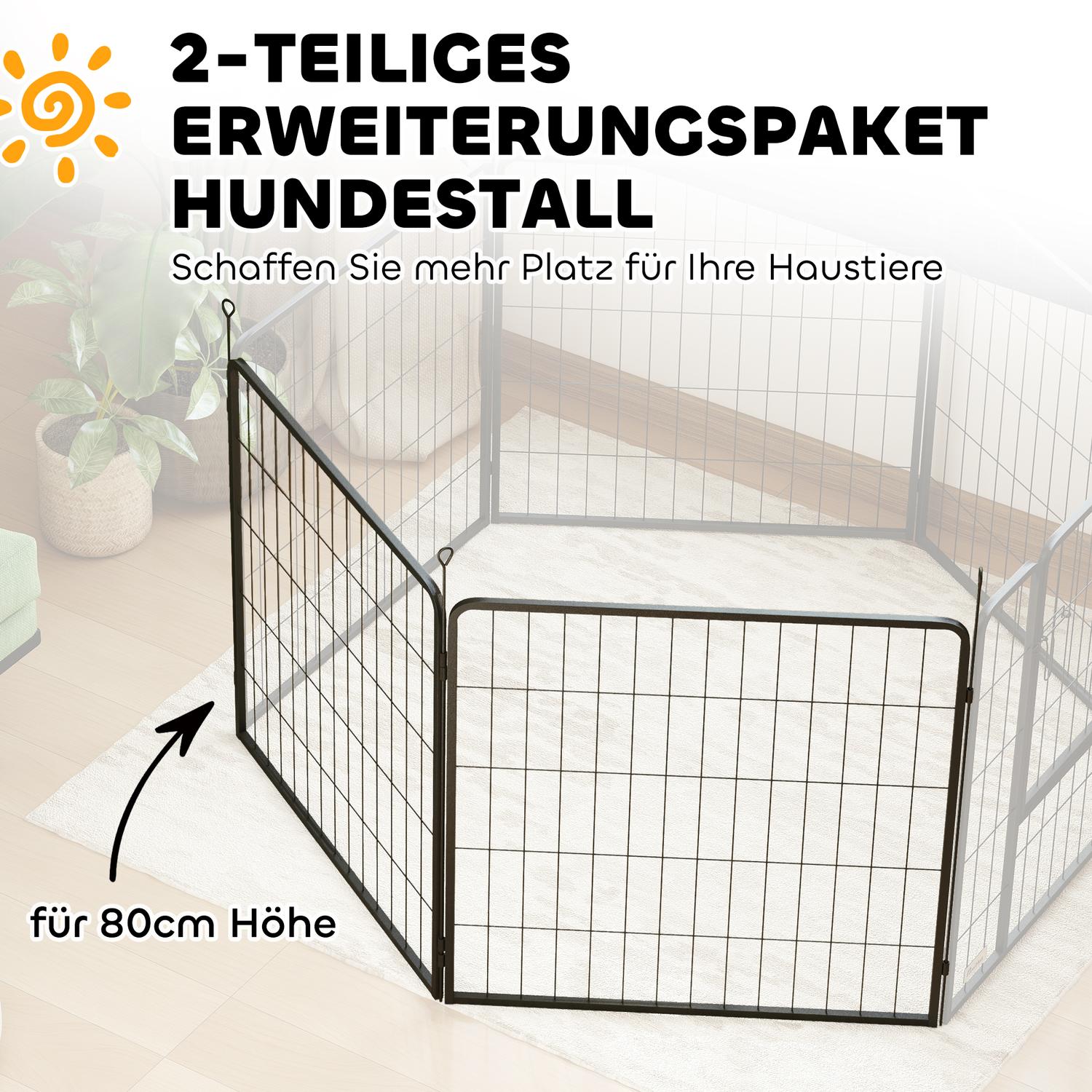 Hundstängselpaneler utomhus, set om 2 – 80 x 80 cm, svart