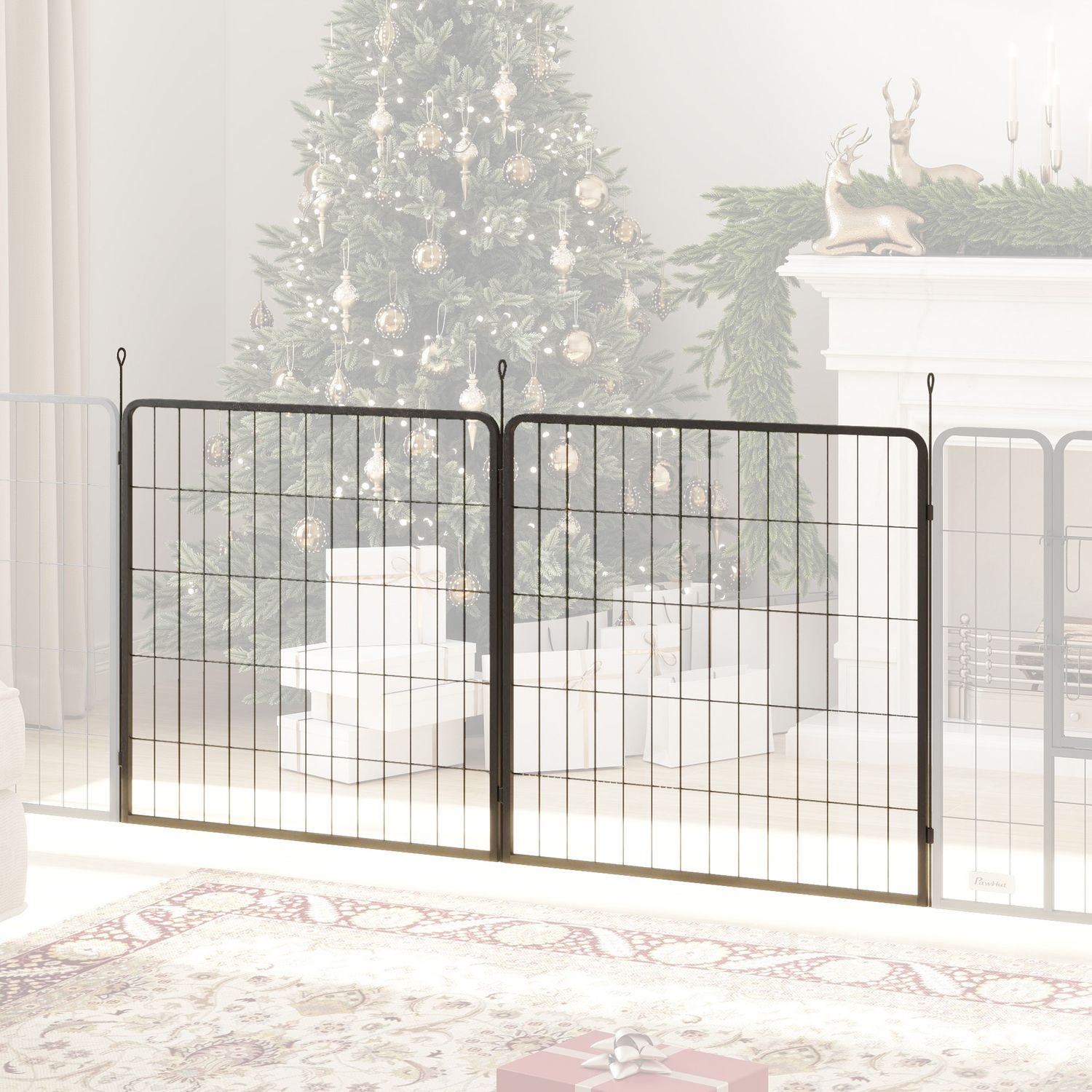 Hundstängselpaneler utomhus, set om 2 – 80 x 80 cm, svart