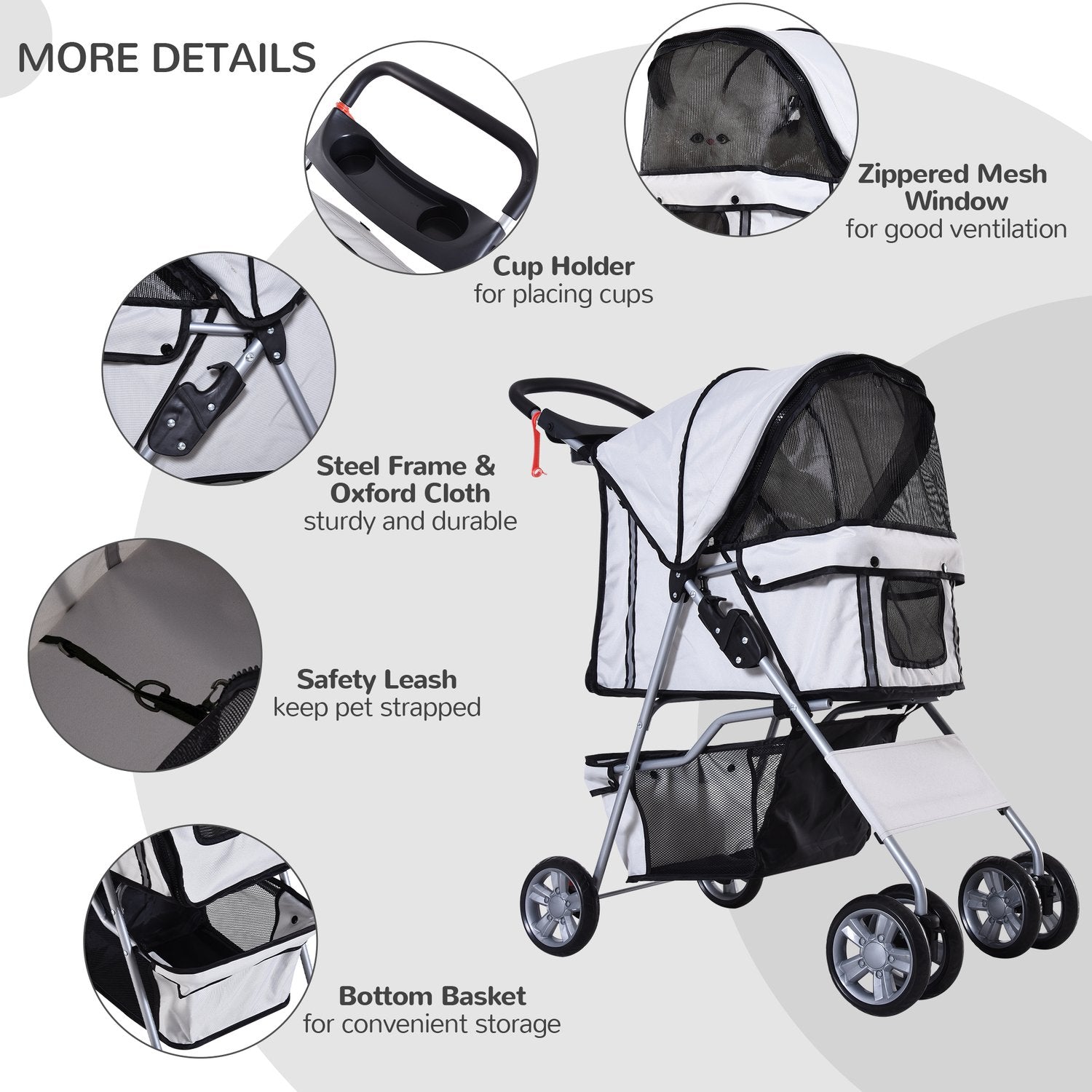 Dog Buggy Silver – Lätt, hopfällbar, husdjursvagn