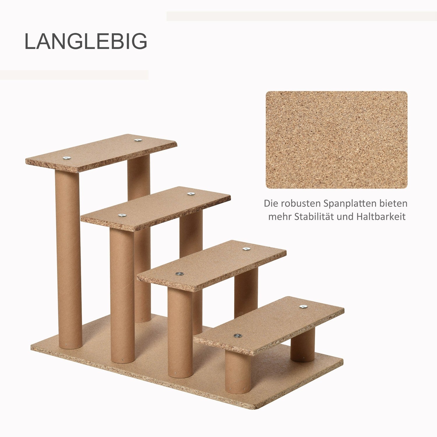 Husdjurstrappa, 4-stegs ramp med avtagbar kåpa, beige