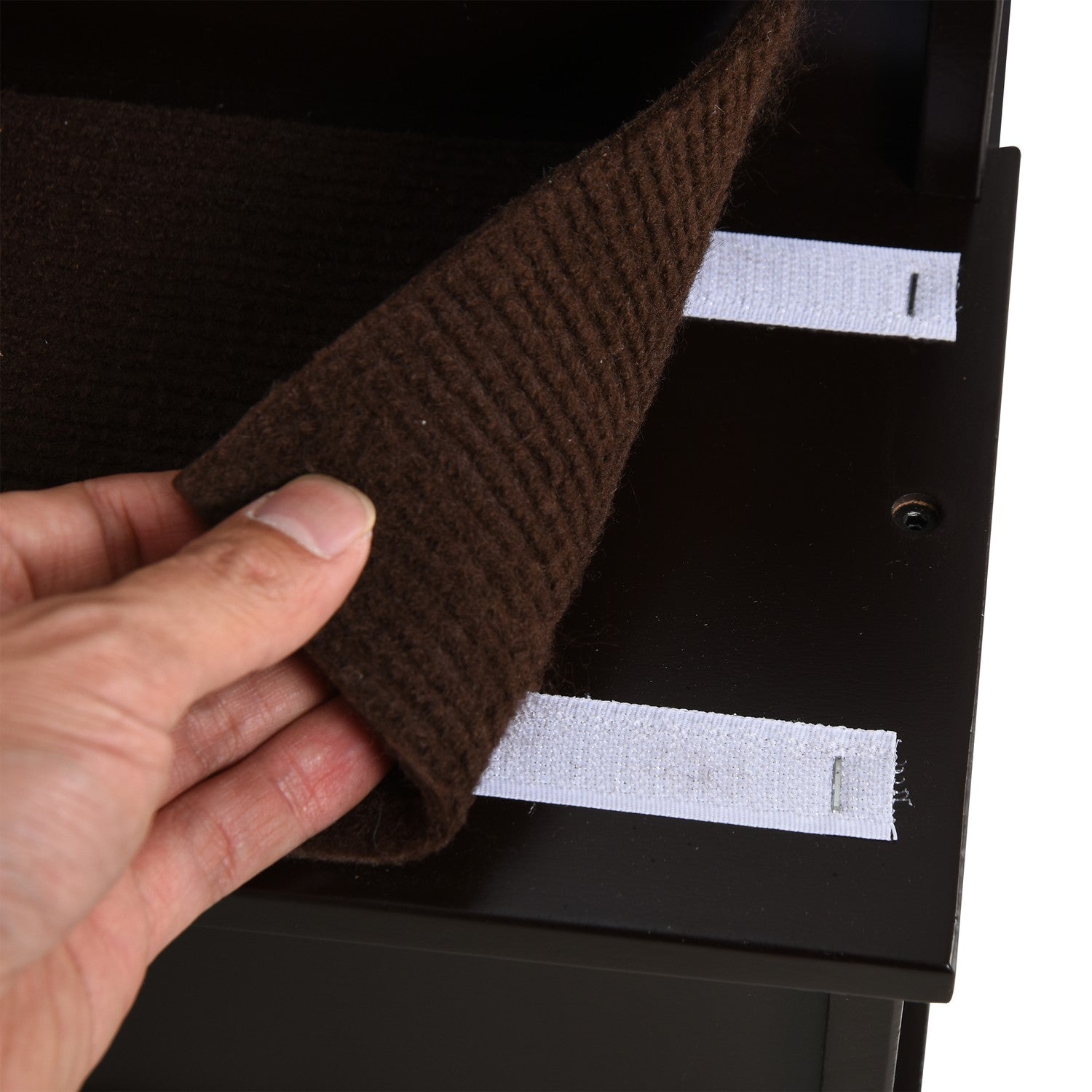 Husdjurstrappa med matta – MDF, mörkbrun, 40x59x54 cm