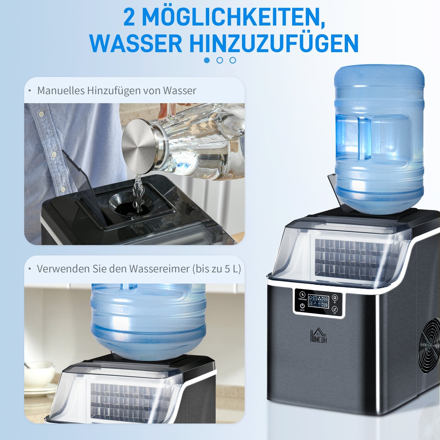 Iskubmaskin, 20 kg/24 timmar, 2,3 l, självrengörande, svart