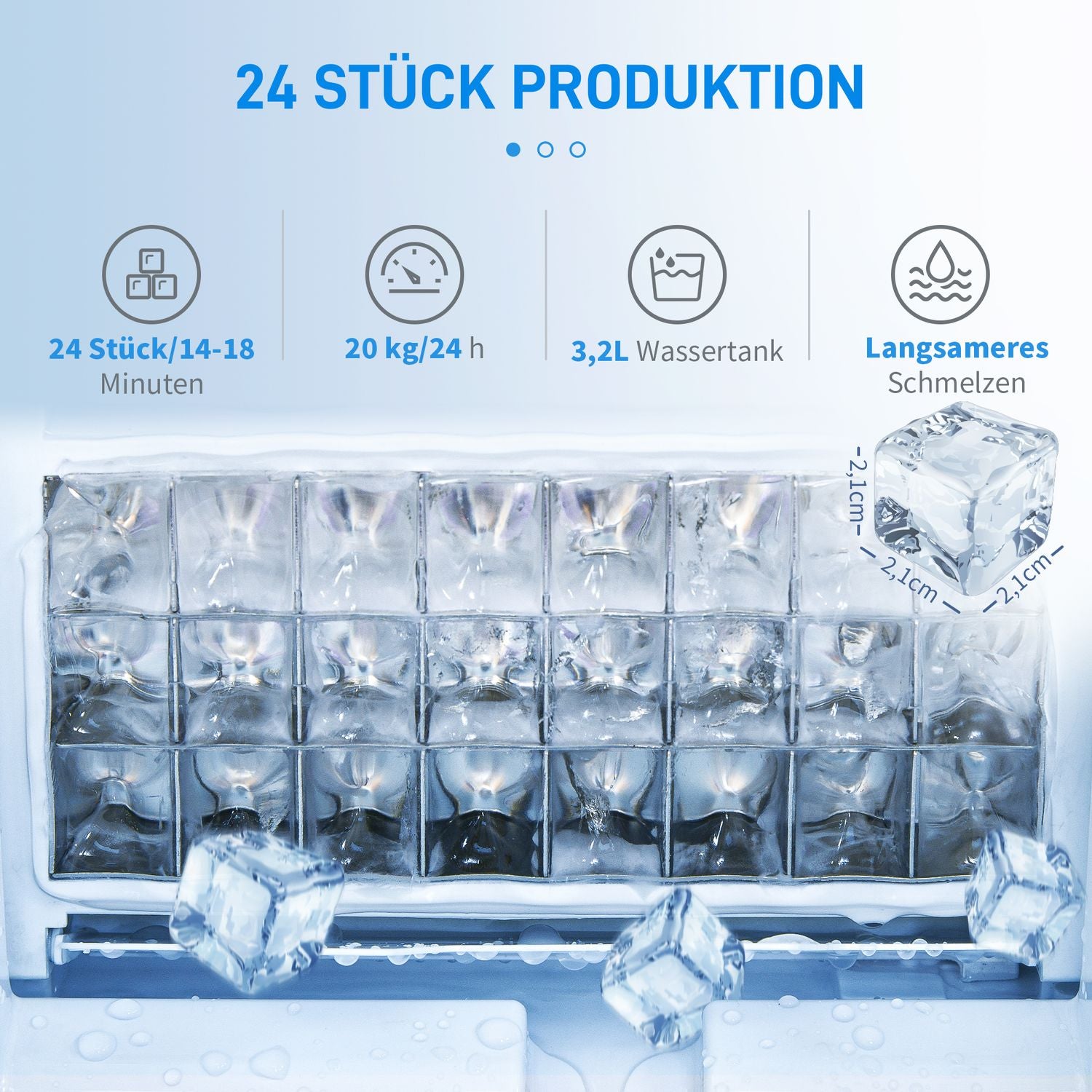 Iskubmaskin, 20 kg/24 timmar, 2,3 l, självrengörande, svart