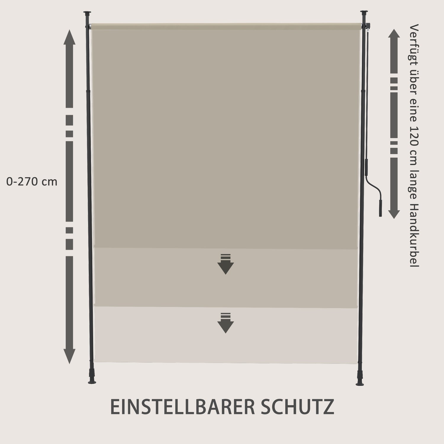 Infällbar vertikal markis, 200x292 cm, sandfärg