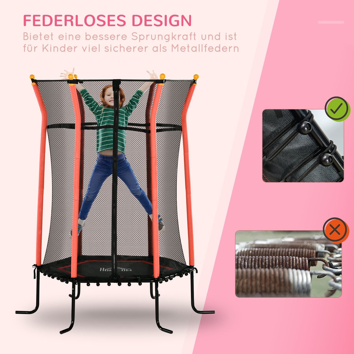 Inomhusstudsmatta för barn med skyddsnät, gräns 50 kg