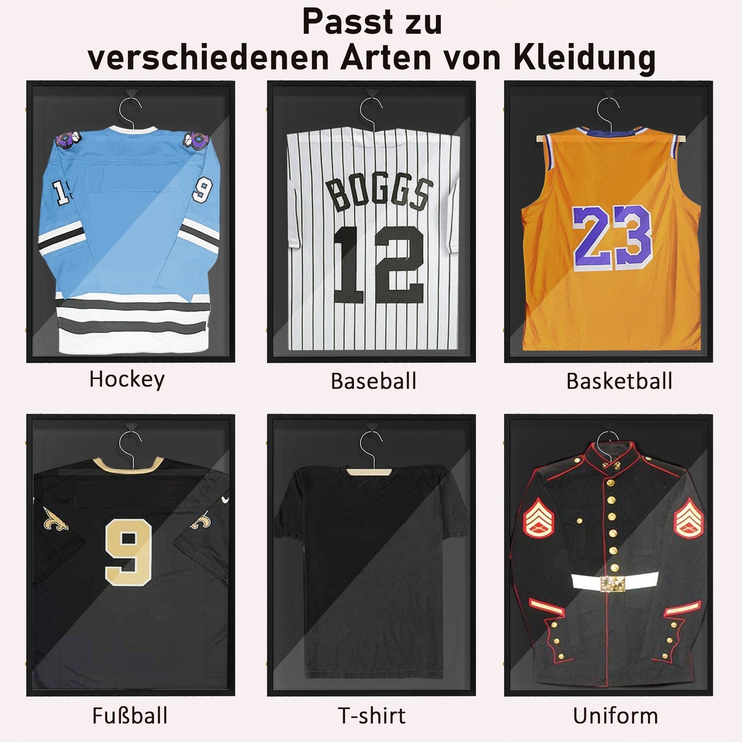 Jersey-displayram, svart aluminium, UV-beständig akryl