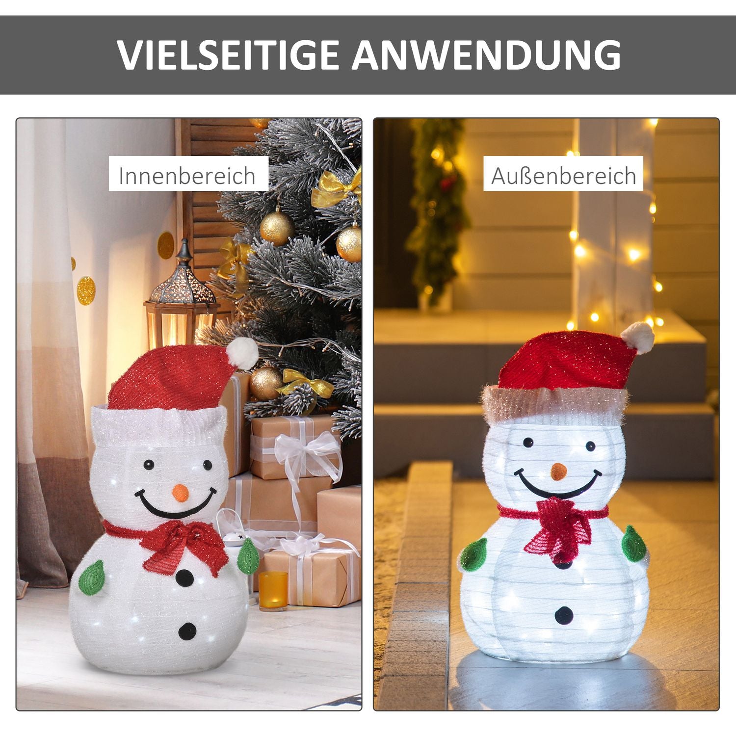Snowman Juldekoration med LED-lampor, väderbeständig