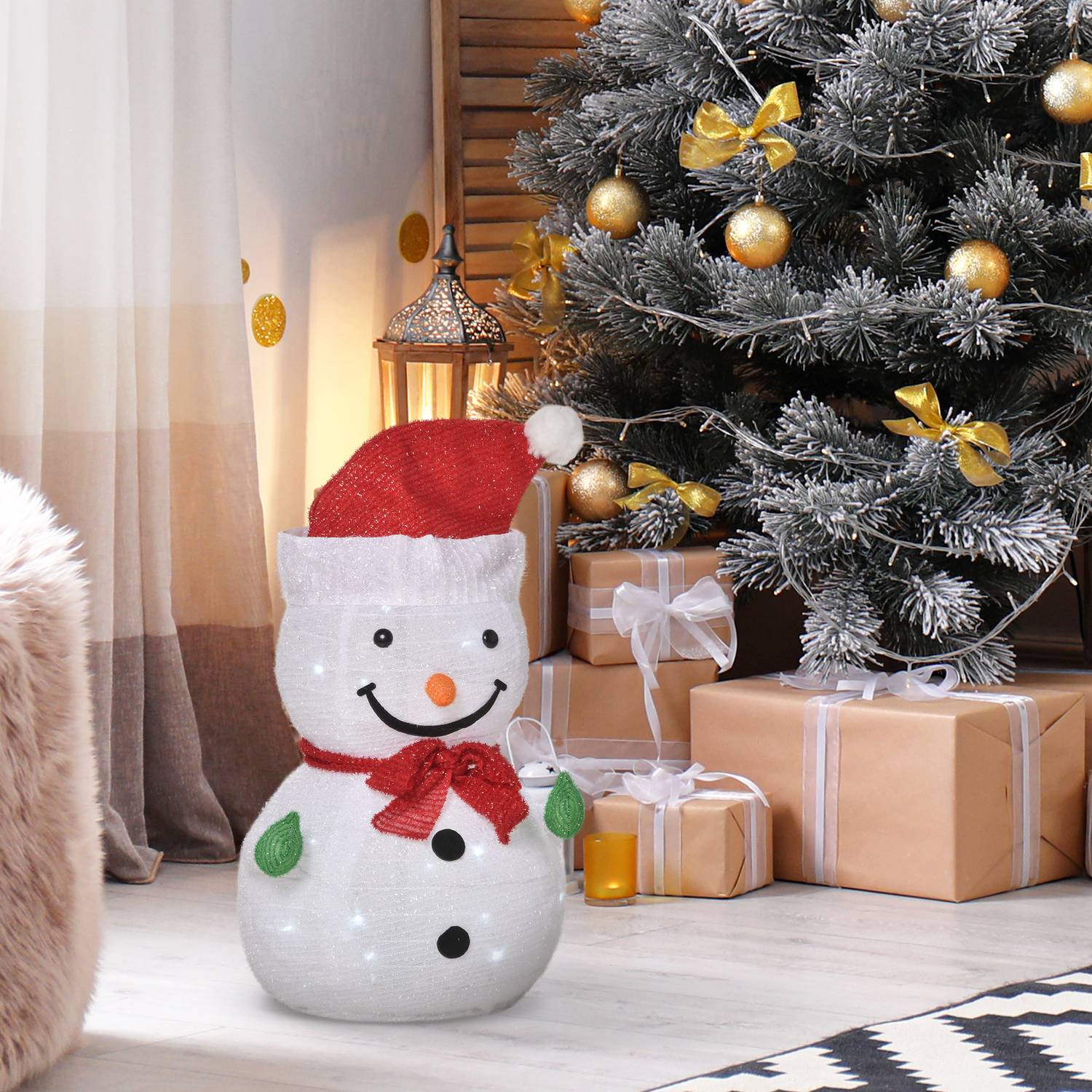 Snowman Juldekoration med LED-lampor, väderbeständig