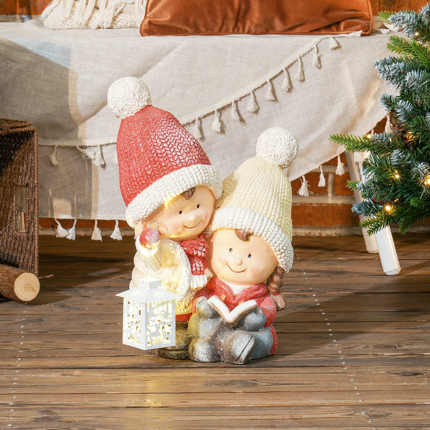 Jultomtefigur med LED-ljus, 45 cm inomhus/utomhus
