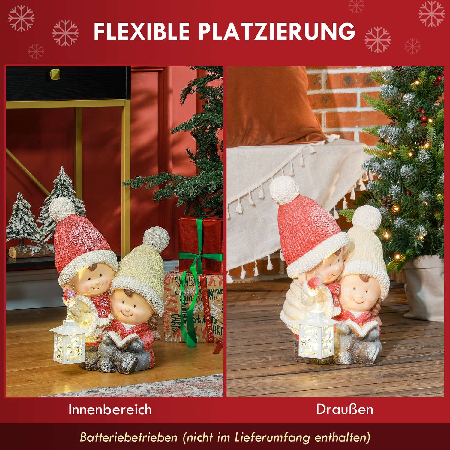 Jultomtefigur med LED-ljus, 45 cm inomhus/utomhus