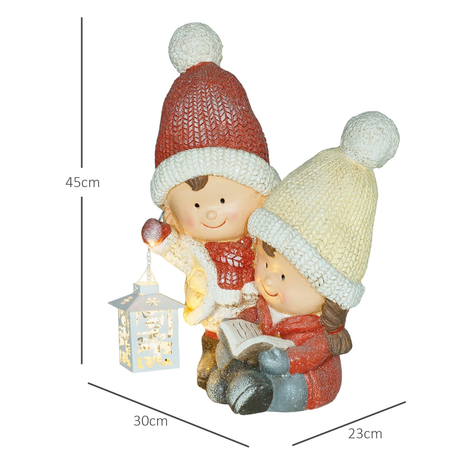 Jultomtefigur med LED-ljus, 45 cm inomhus/utomhus