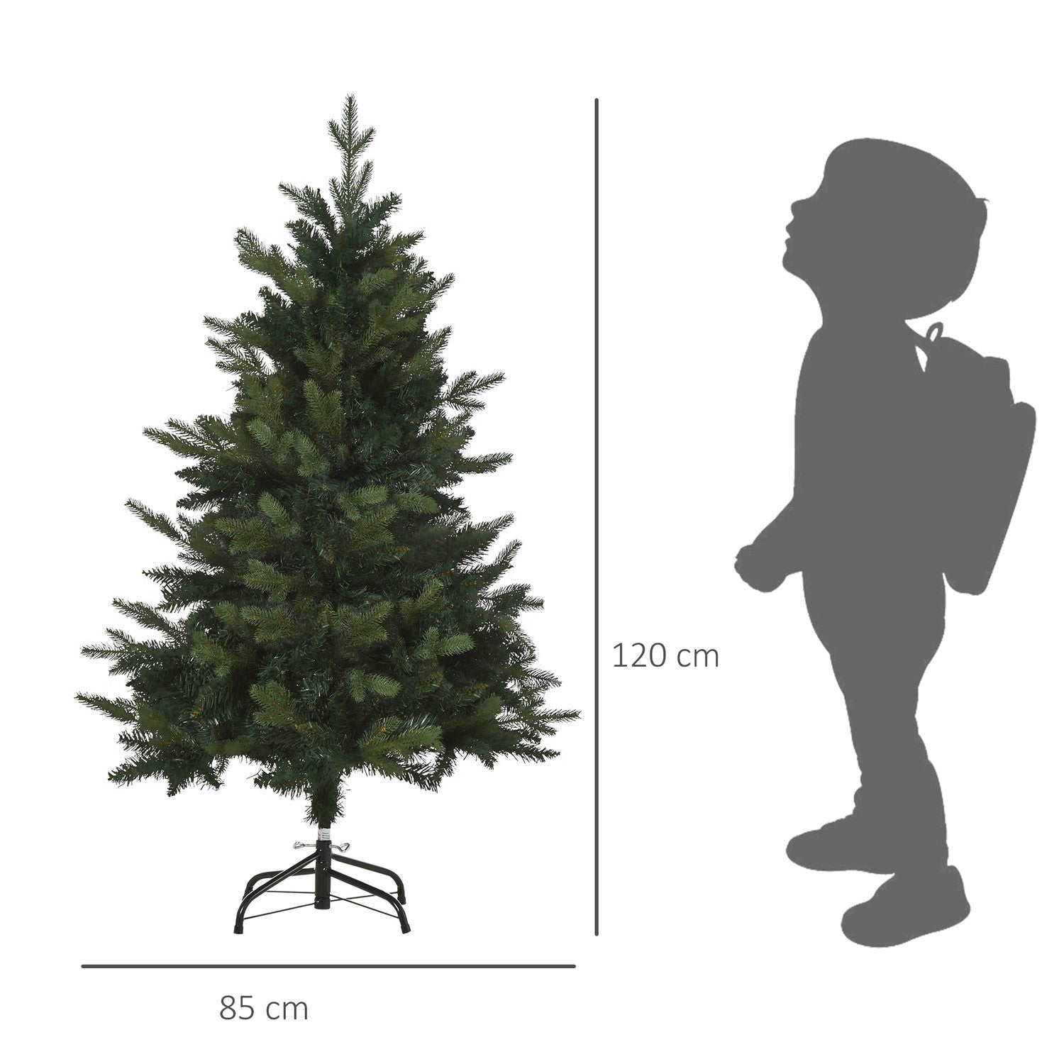 Konstgjord julgran, 1,2 m hög, 657 grenar, metallställ