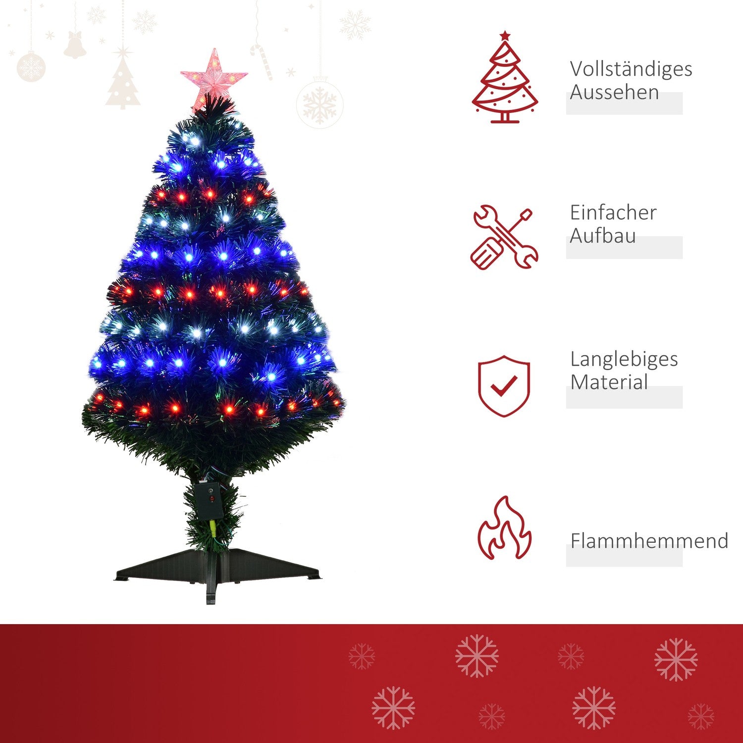 Julgran, grön, 48cm x 90cm, 90 LED-lampor