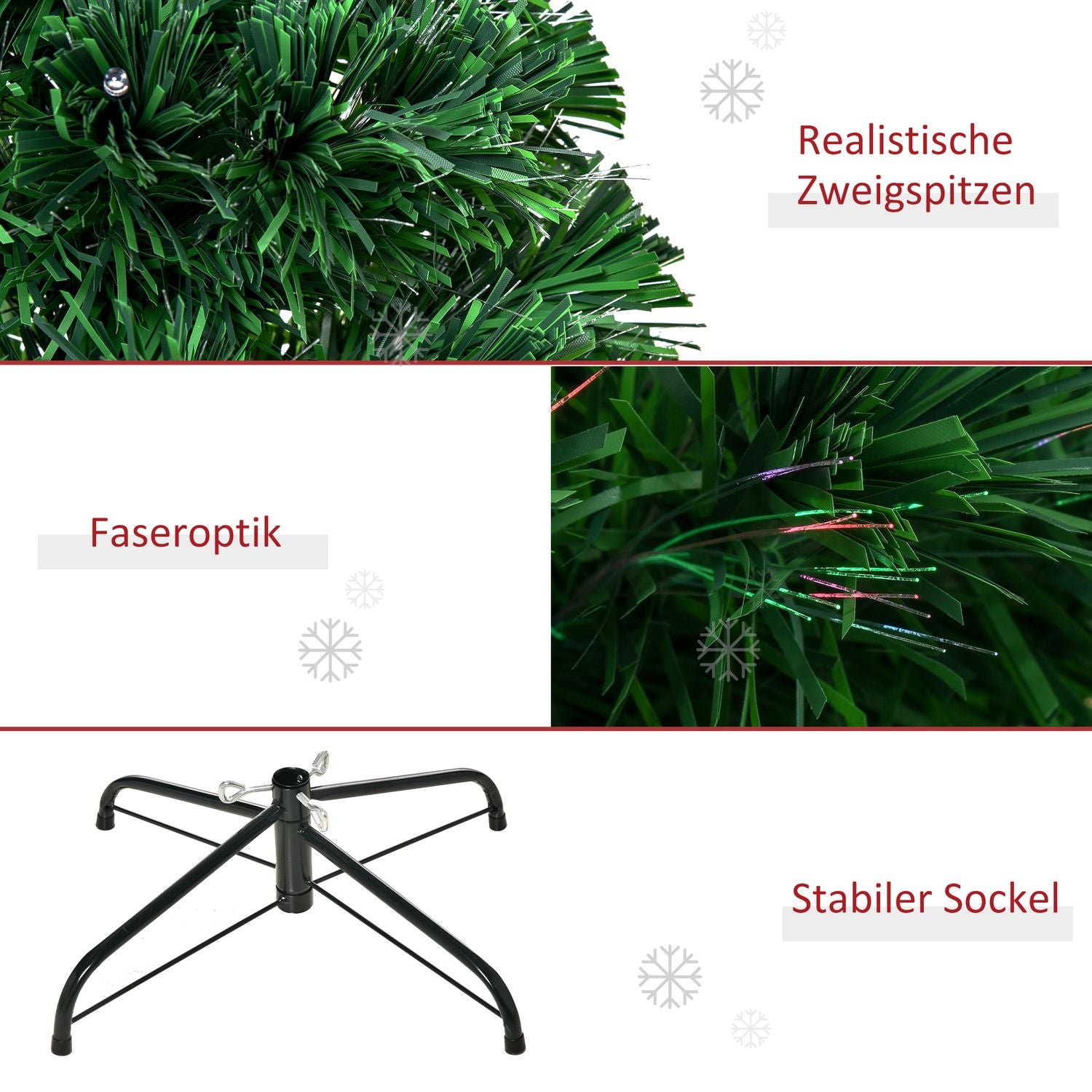 150 cm konstgjord julgran med LED-lampor & metallstativ