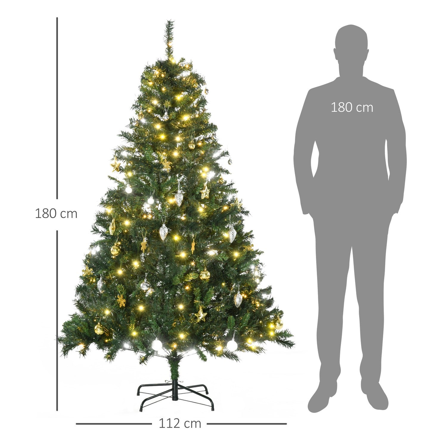 Julgran med 200 LED-ljus, 745 spetsar, 180cm