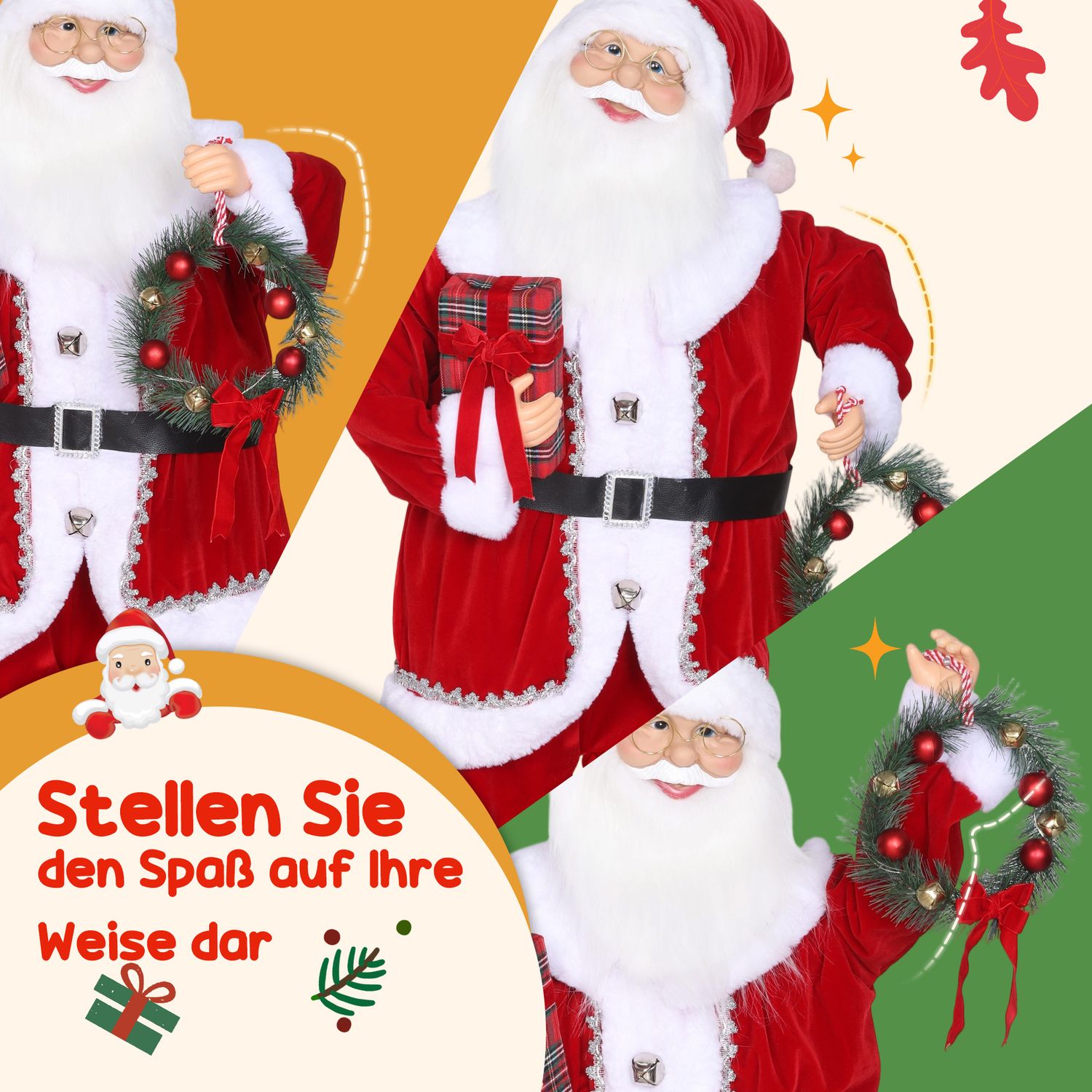 Jultomten Juldekoration, 120 cm, Ljudaktiverad