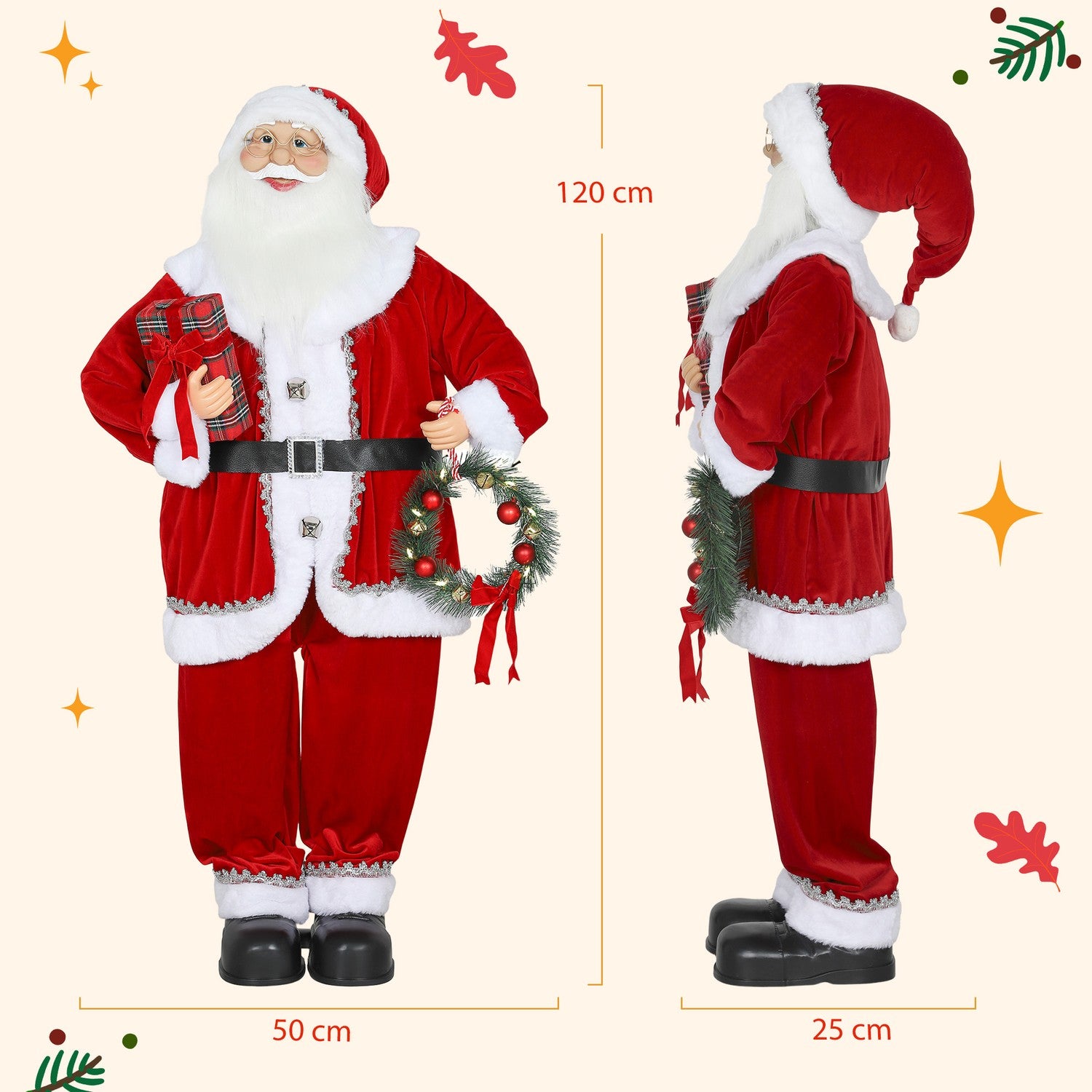 Jultomten Juldekoration, 120 cm, Ljudaktiverad