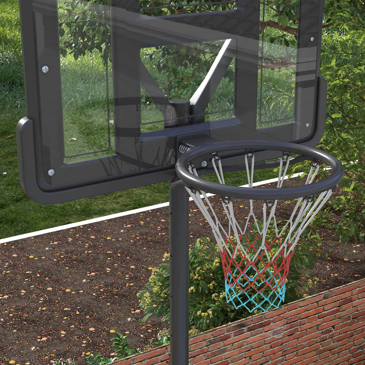 Justerbar 2-i-1 basketbåge med stålstativ, 195-370 cm