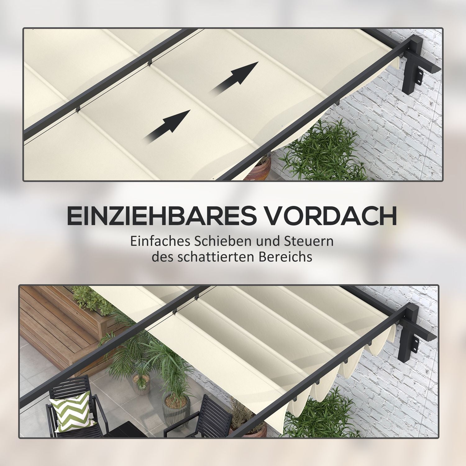 Justerbar 3 x 3m Pergola Gazebo Canopy för uteplats och trädgård