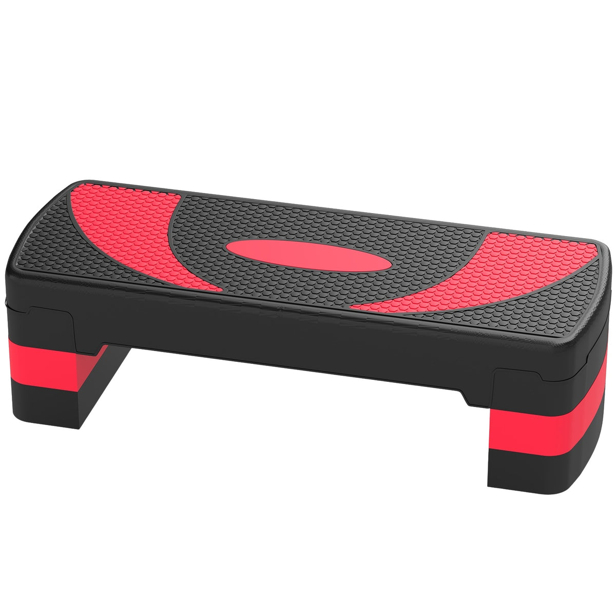 Justerbar aerobic stepper – 3 høyder for fitness, rød