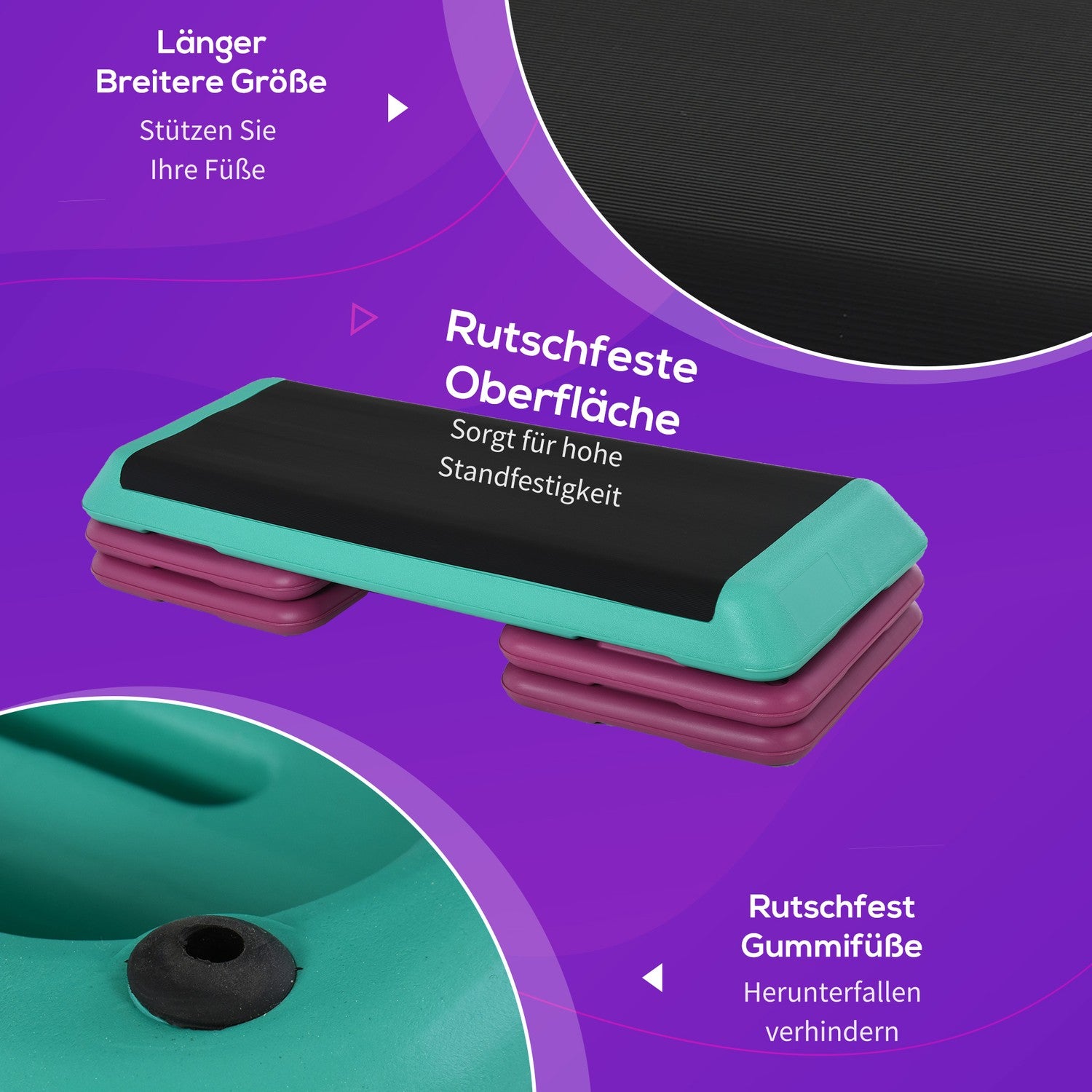 Justerbar Aerobic Stepper, Anti-Slip yta, 3 höjder