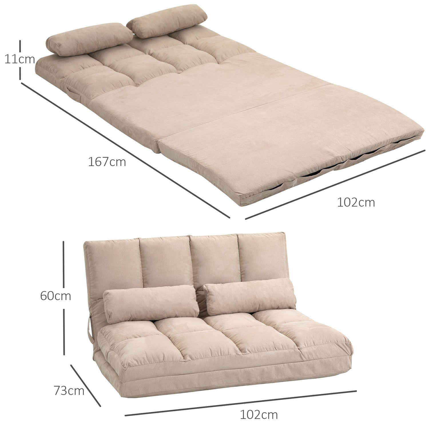 Justerbar Beige Velvet Floor Stolsäng med ryggstöd