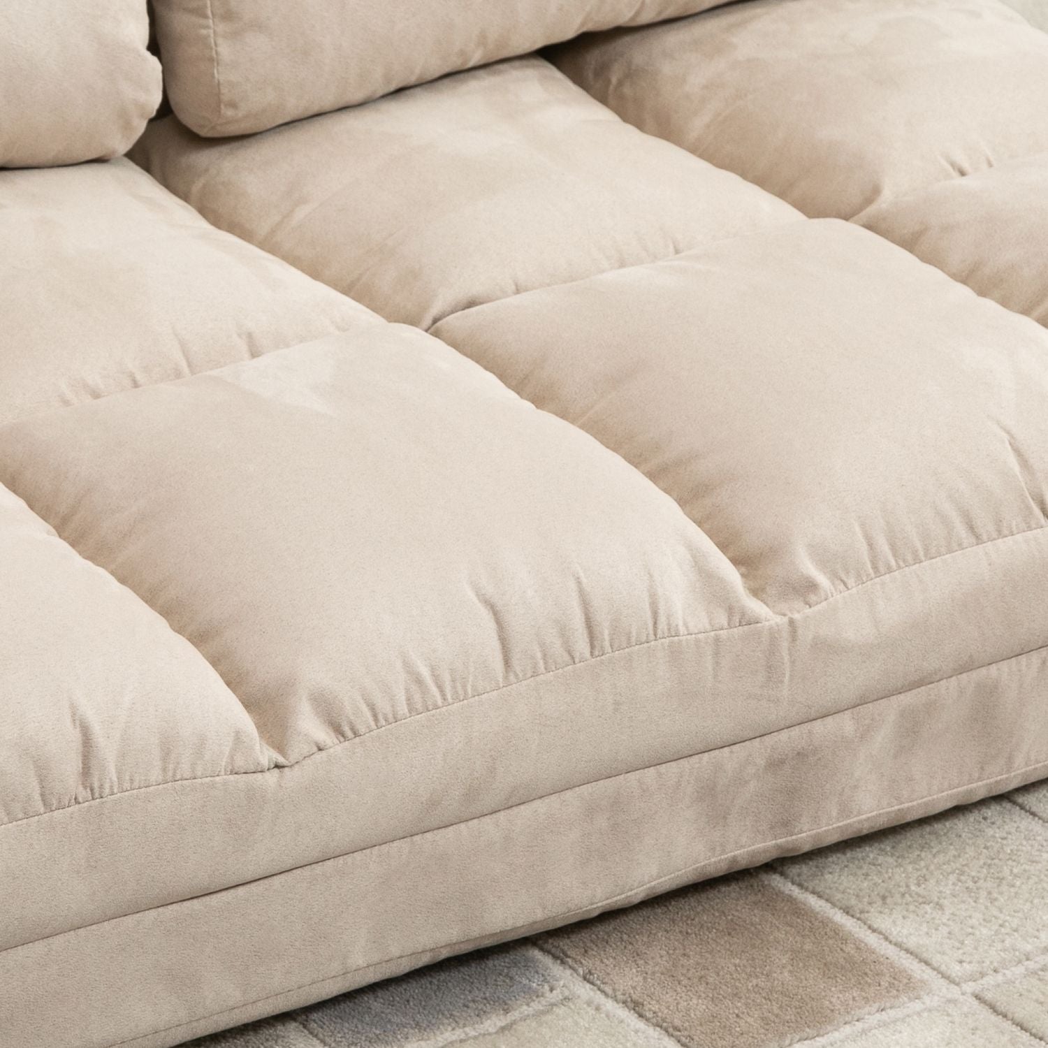 Justerbar Beige Velvet Floor Stolsäng med ryggstöd