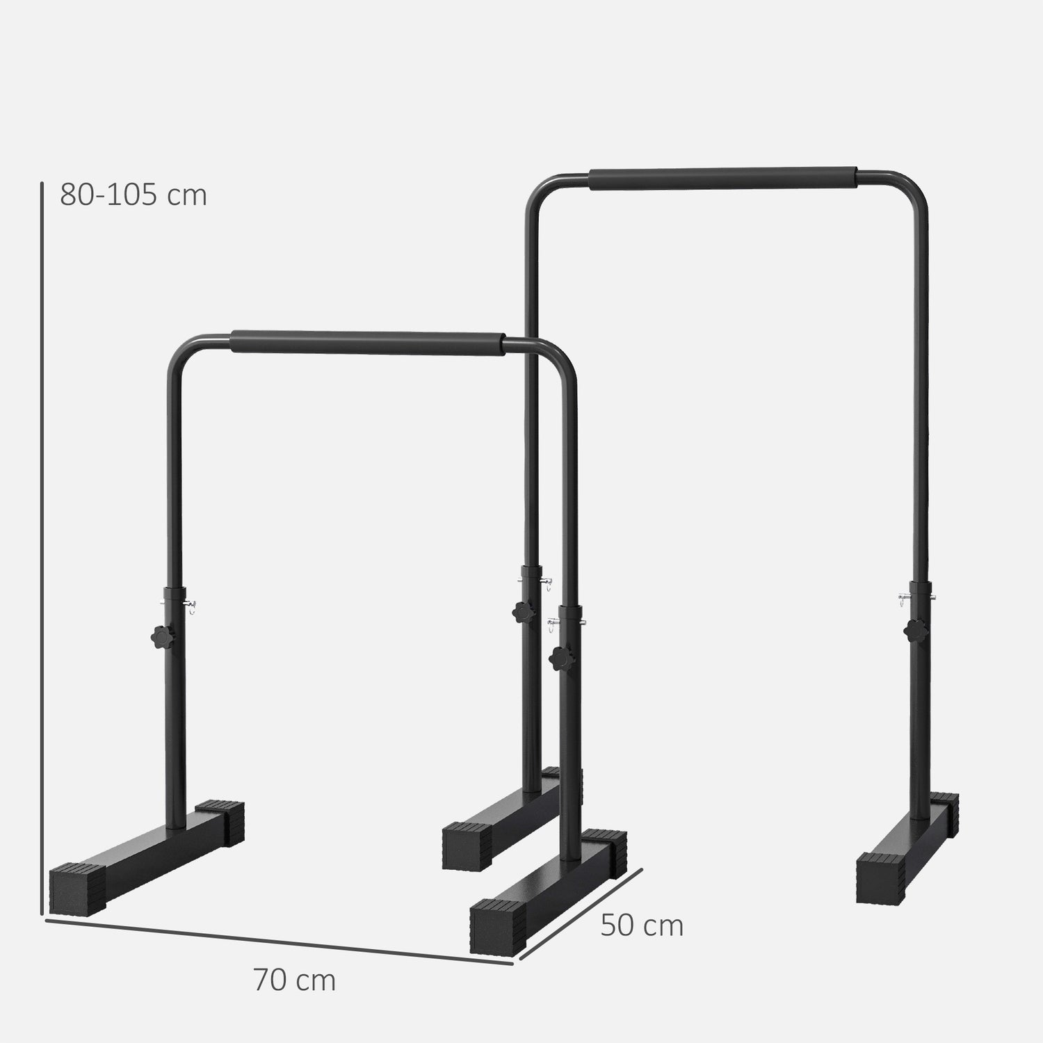 Justerbara stålstång – halkfri, 80-100 cm, svart