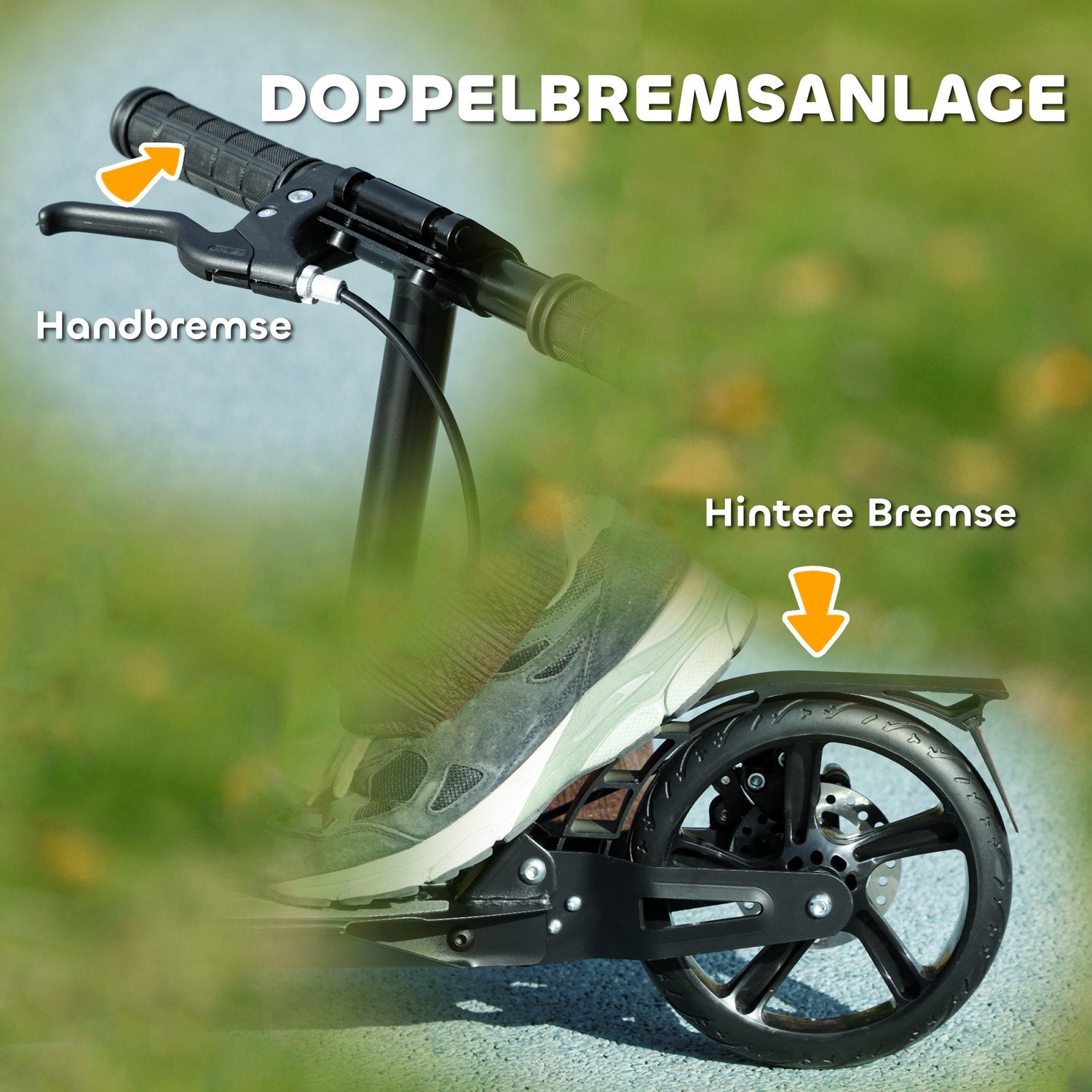 Justerbar barnskoter med bromsar, hopfällbar, 6-12 år