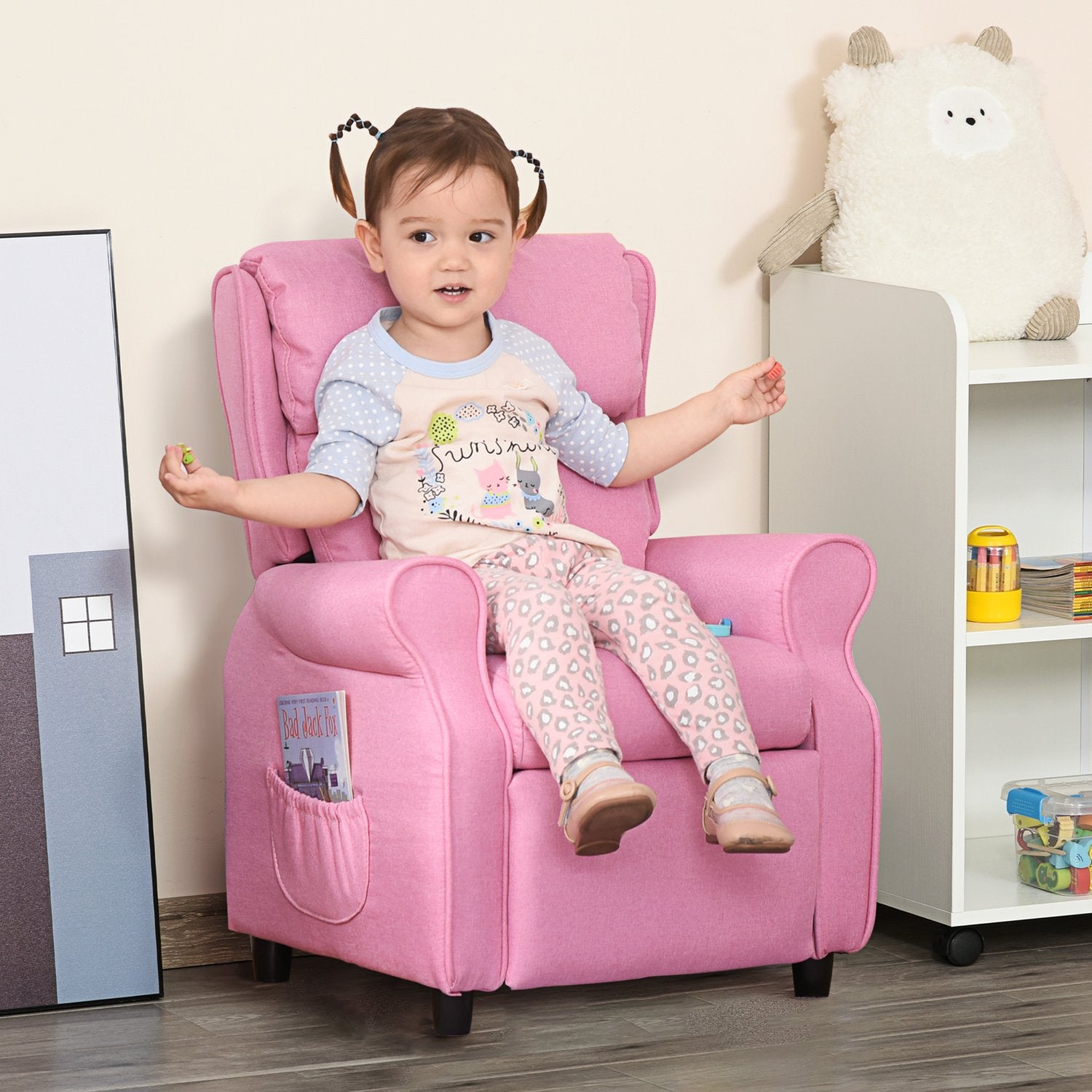 Justerbar barnsoffa med fotstöd, Rosa, 3-5 år