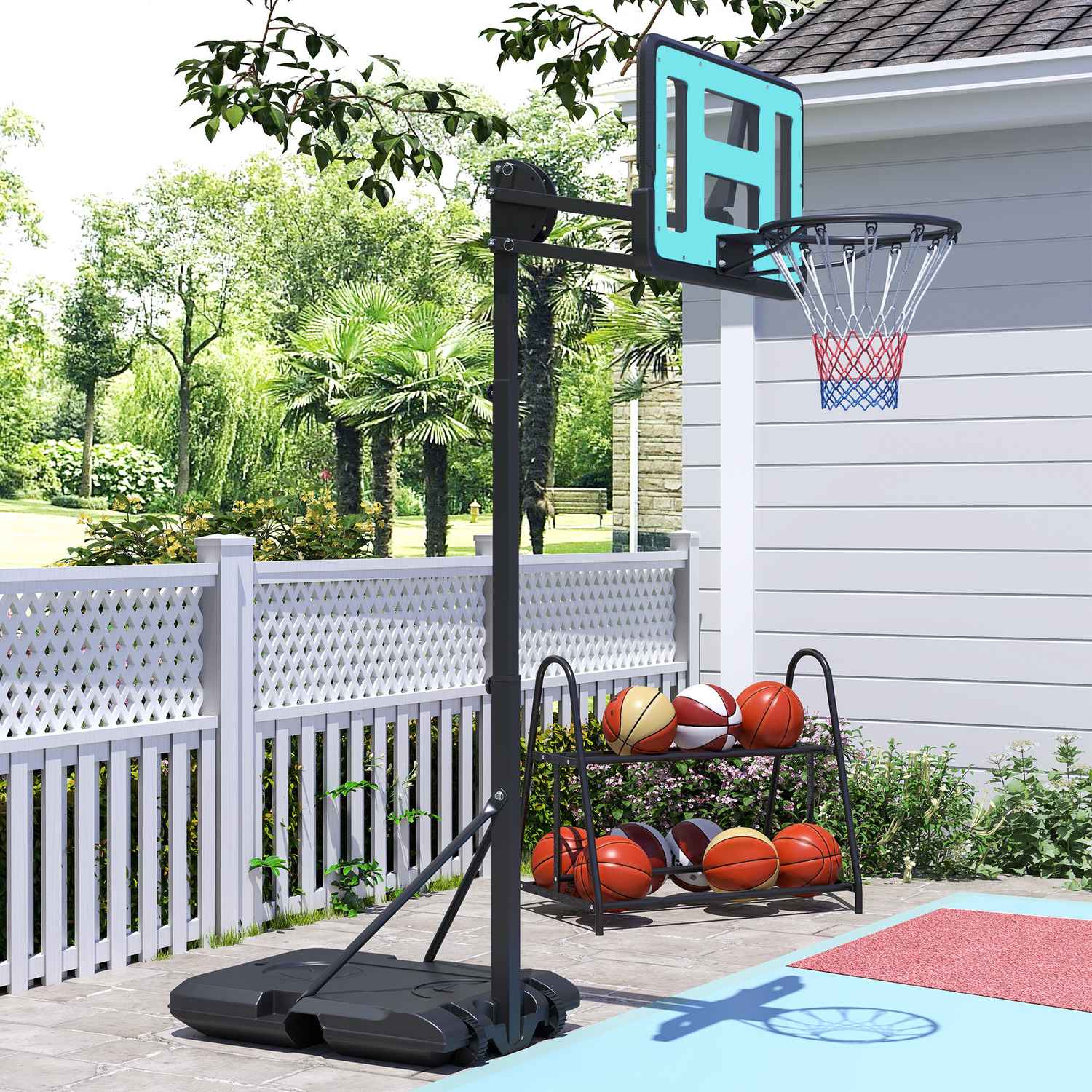 Justerbar basketbåge med stativ, 146-236 cm, bärbar