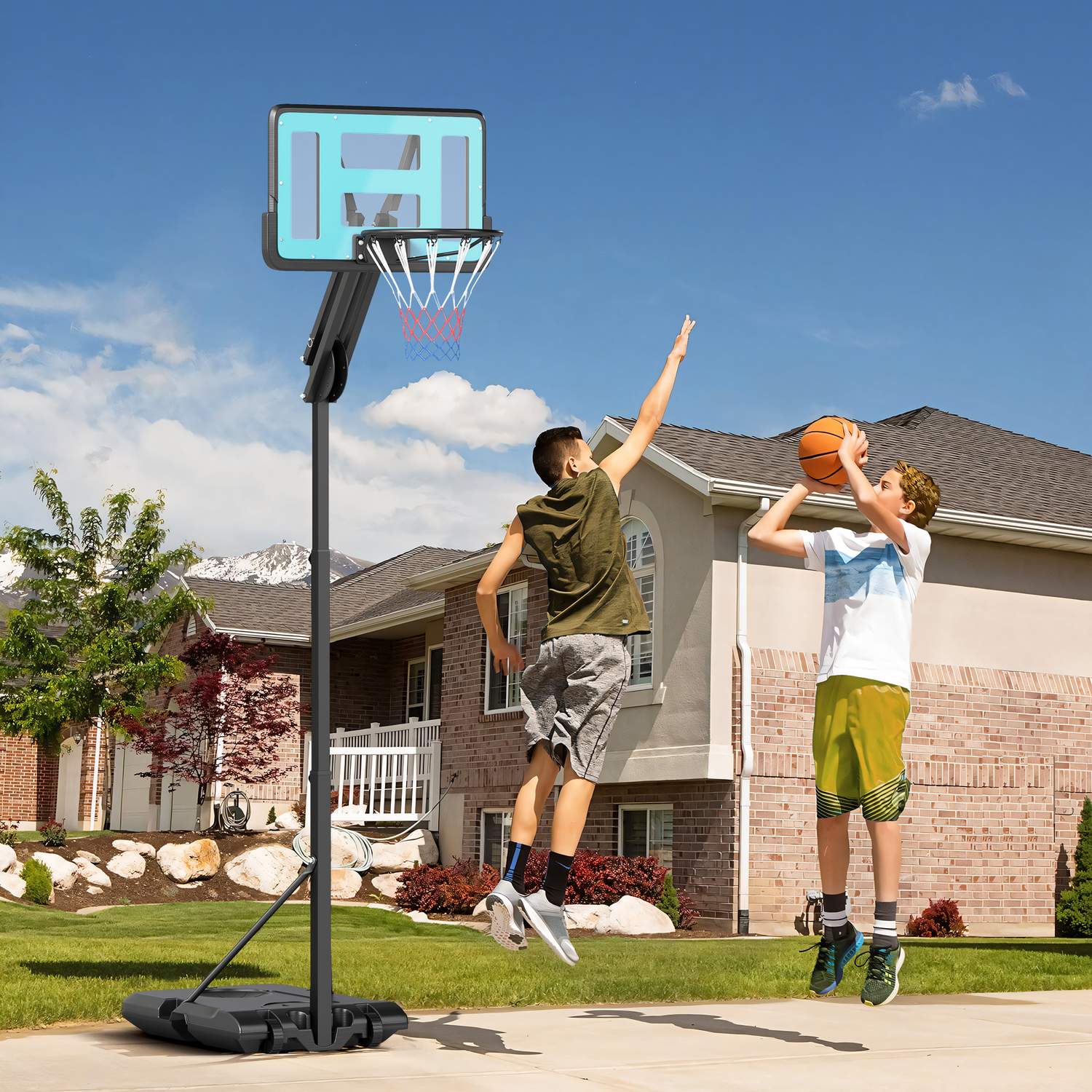Justerbar basketbåge med stativ, 146-236 cm, bärbar
