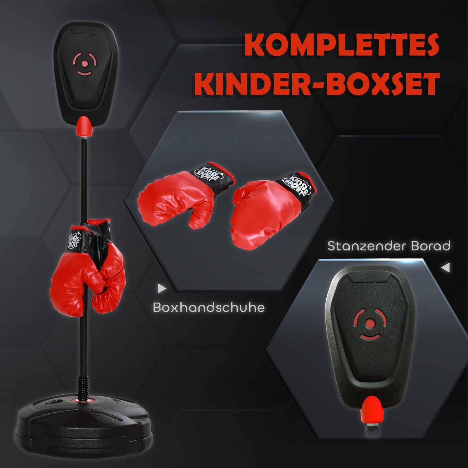 Justerbar boxningsväska, 88-124 cm, med handskar, svart