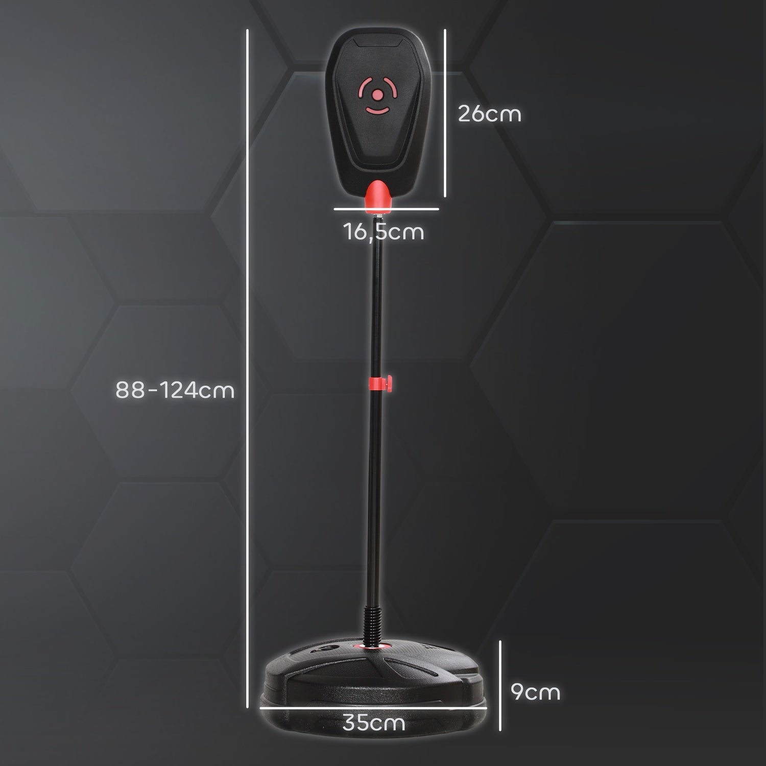 Justerbar boxningsväska, 88-124 cm, med handskar, svart