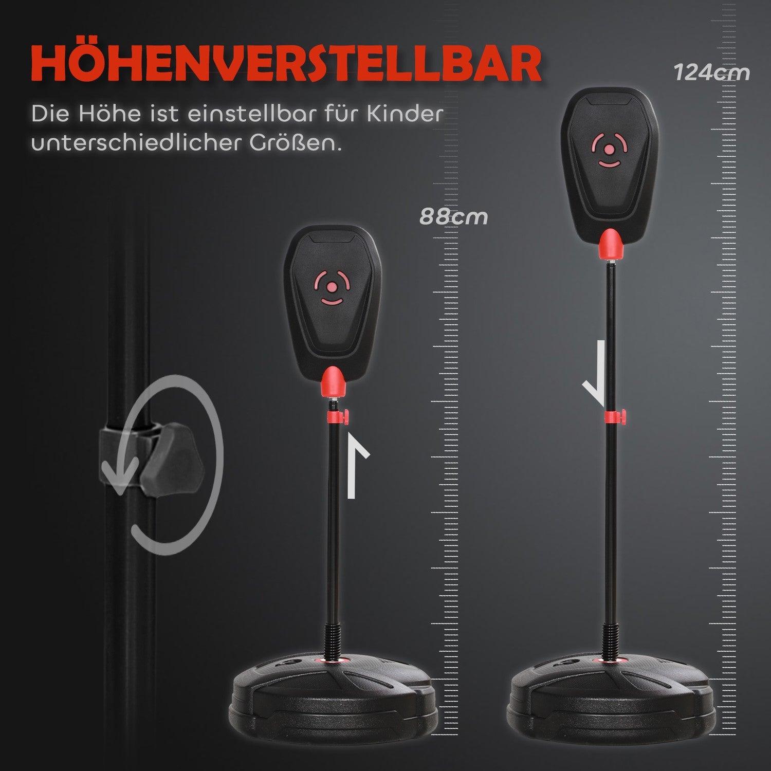 Justerbar boxningsväska, 88-124 cm, med handskar, svart