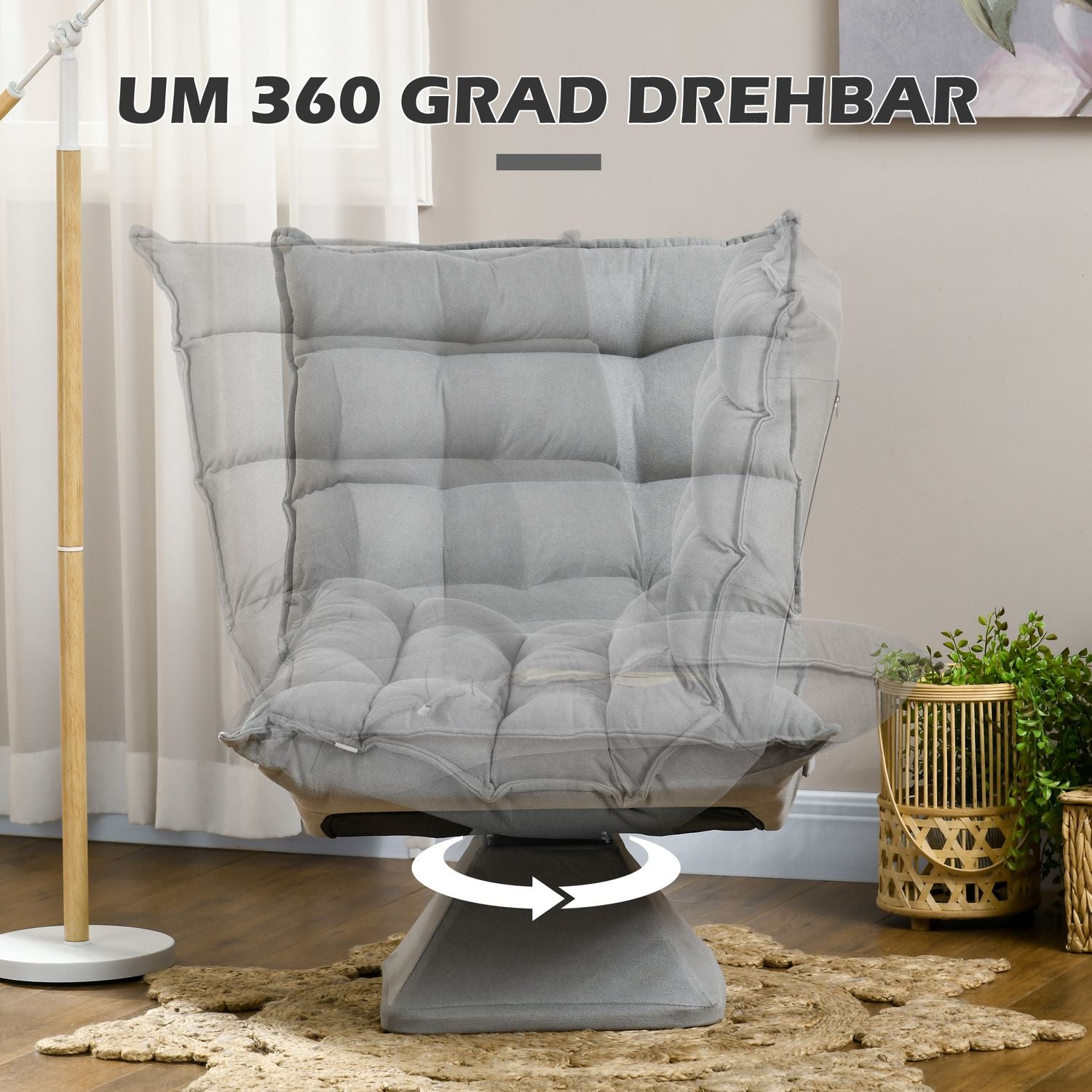Justerbar golvstol, ljusgrå meditationssoffa