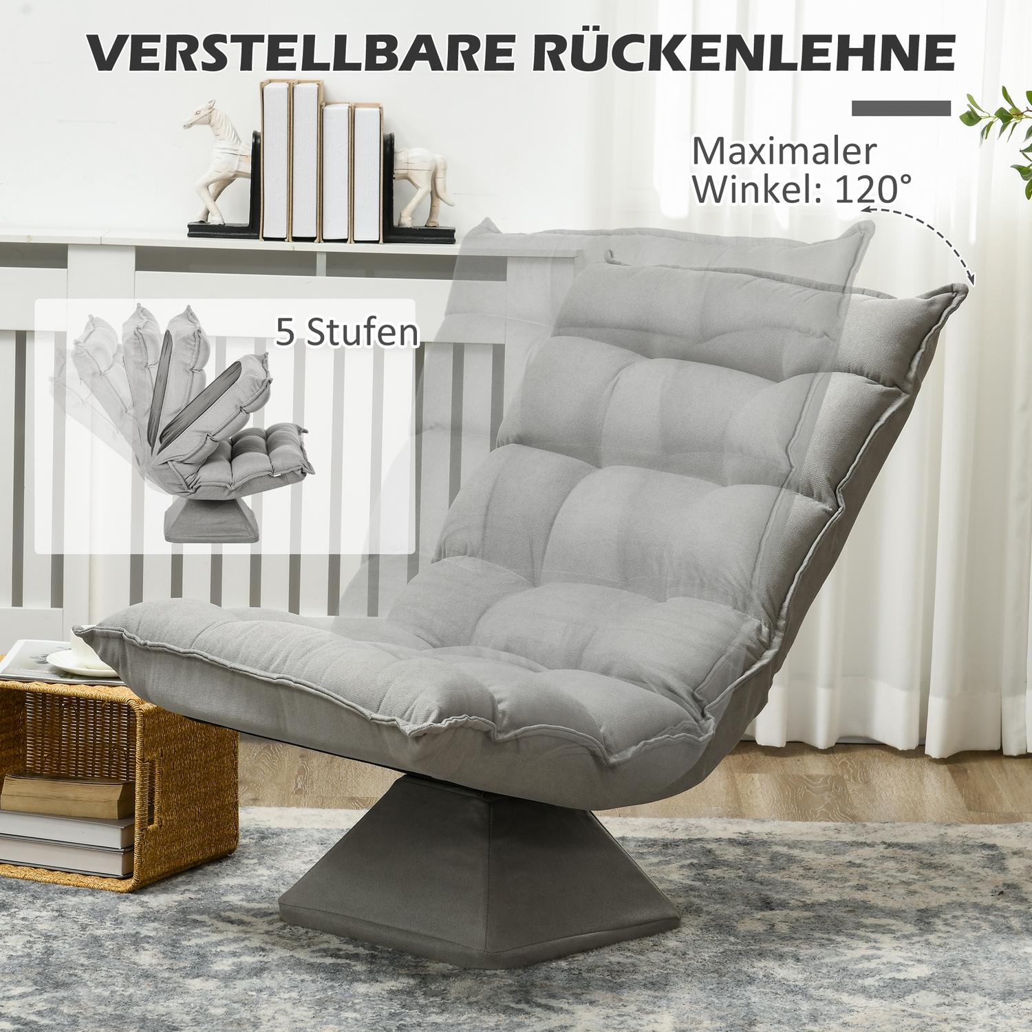 Justerbar golvstol, ljusgrå meditationssoffa