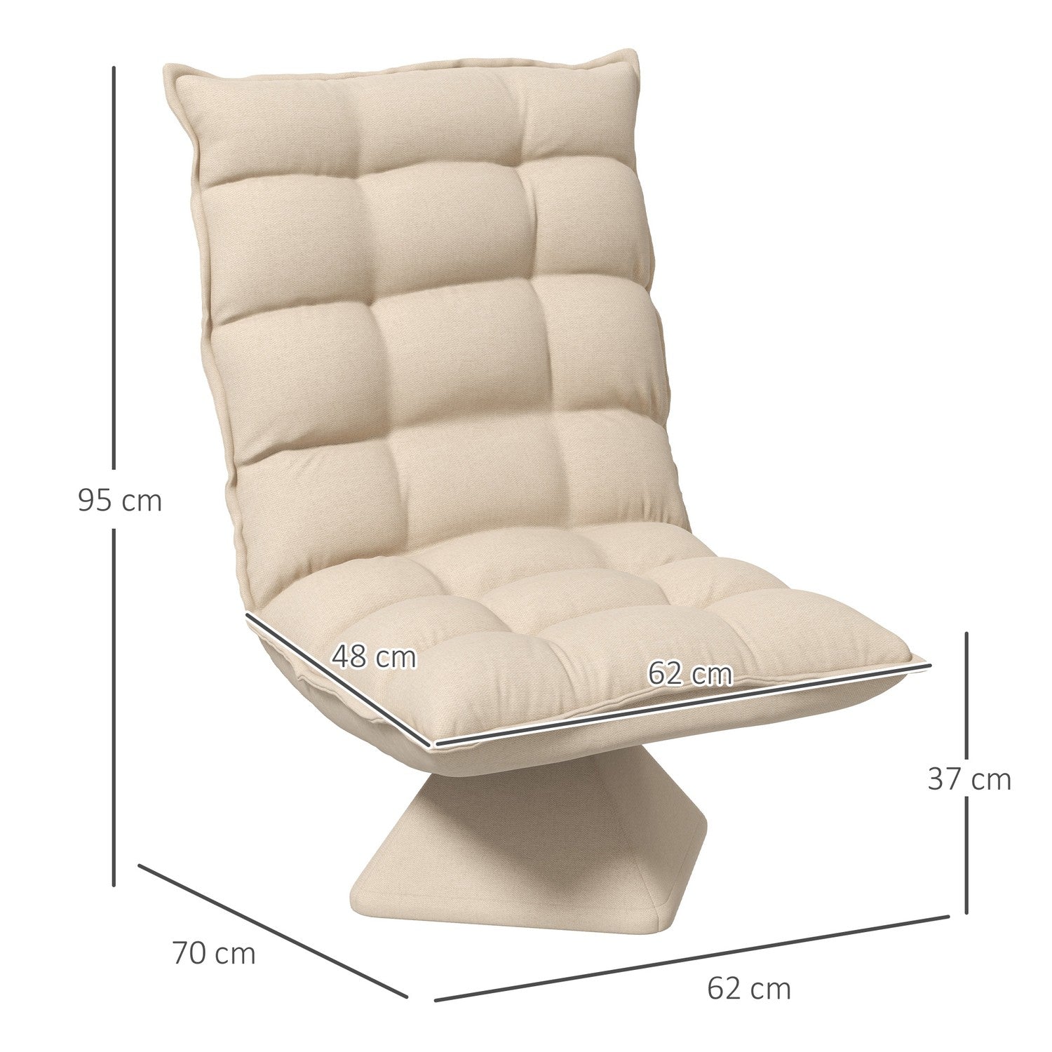 Justerbar golvstol, vadderad soffa, beige