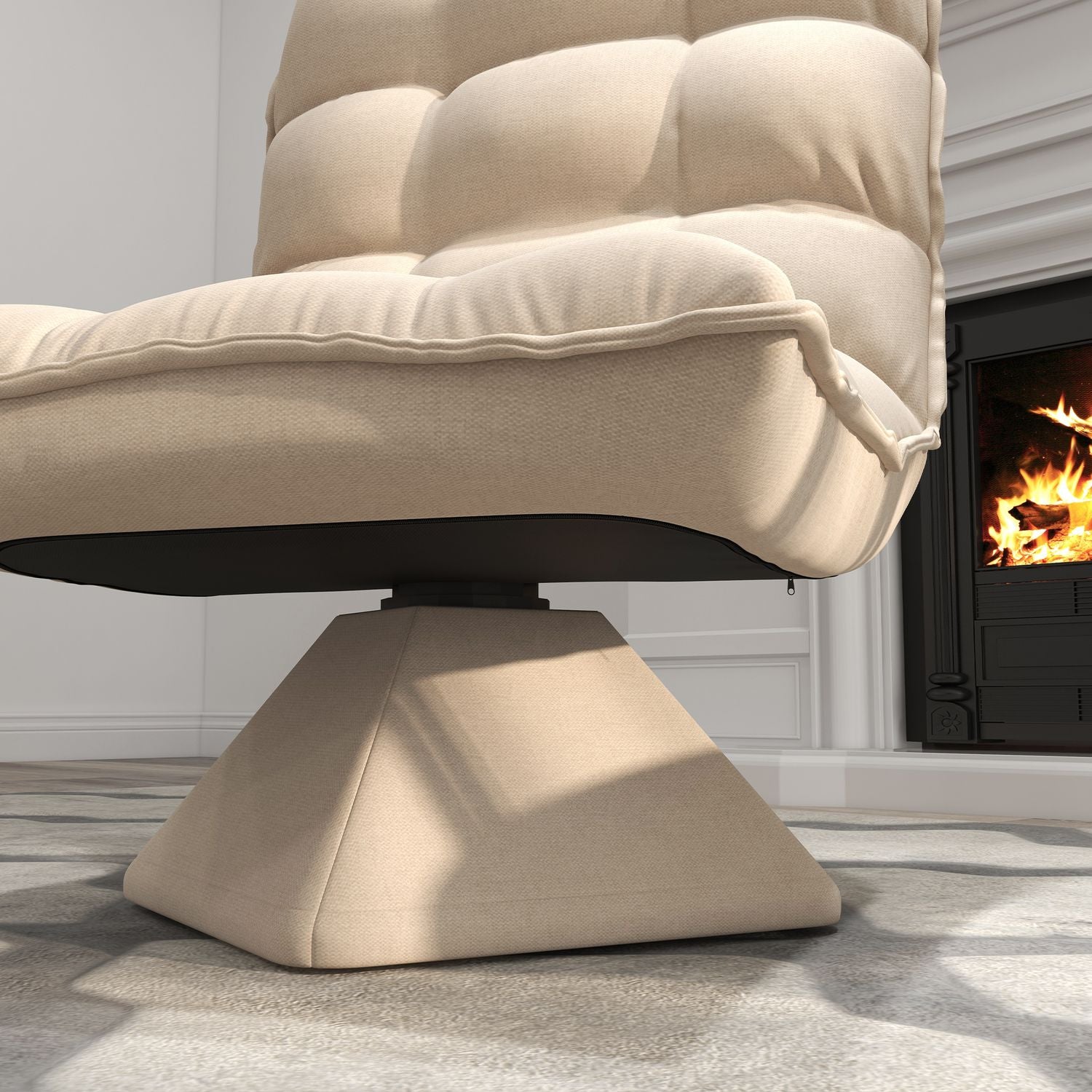 Justerbar golvstol, vadderad soffa, beige
