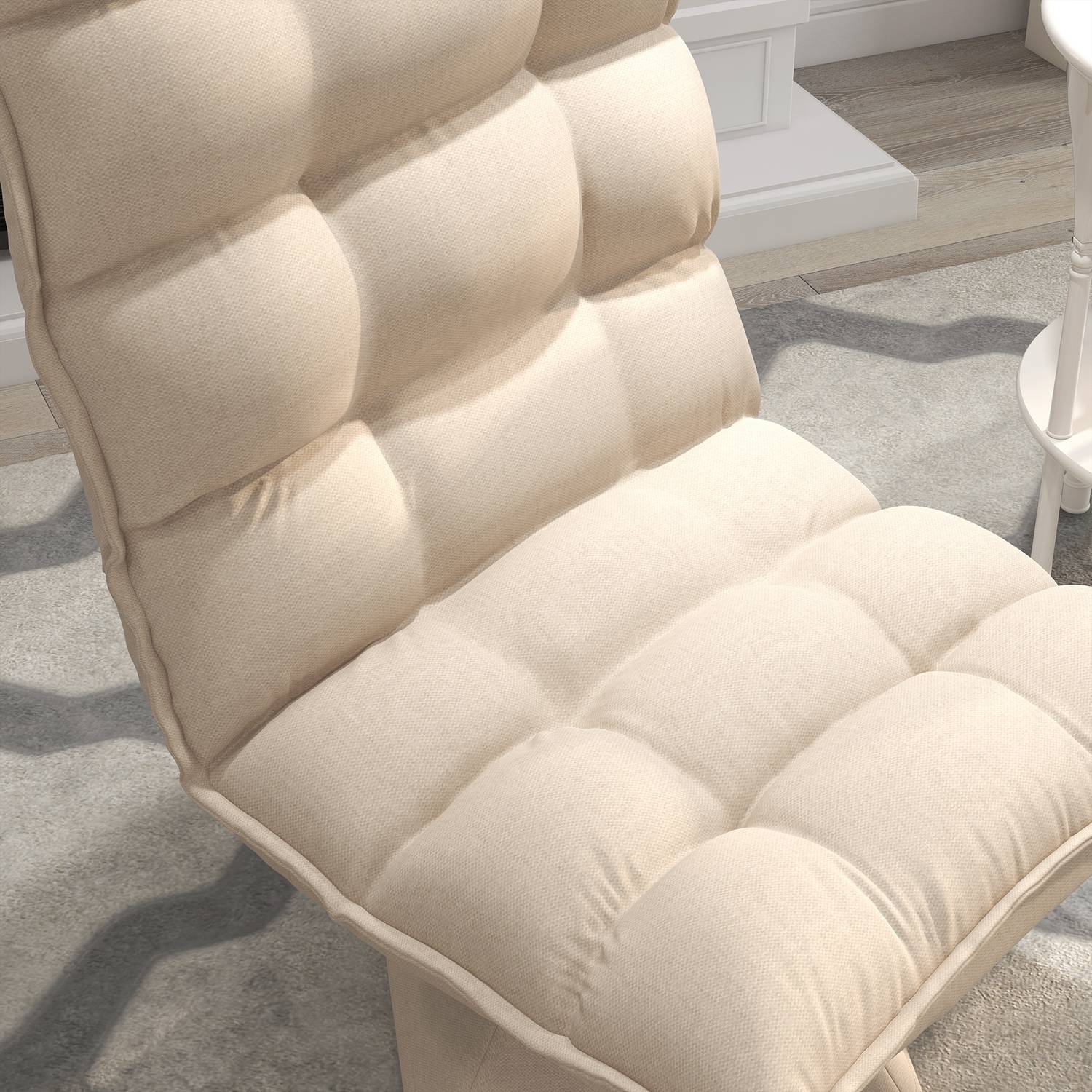 Justerbar golvstol, vadderad soffa, beige